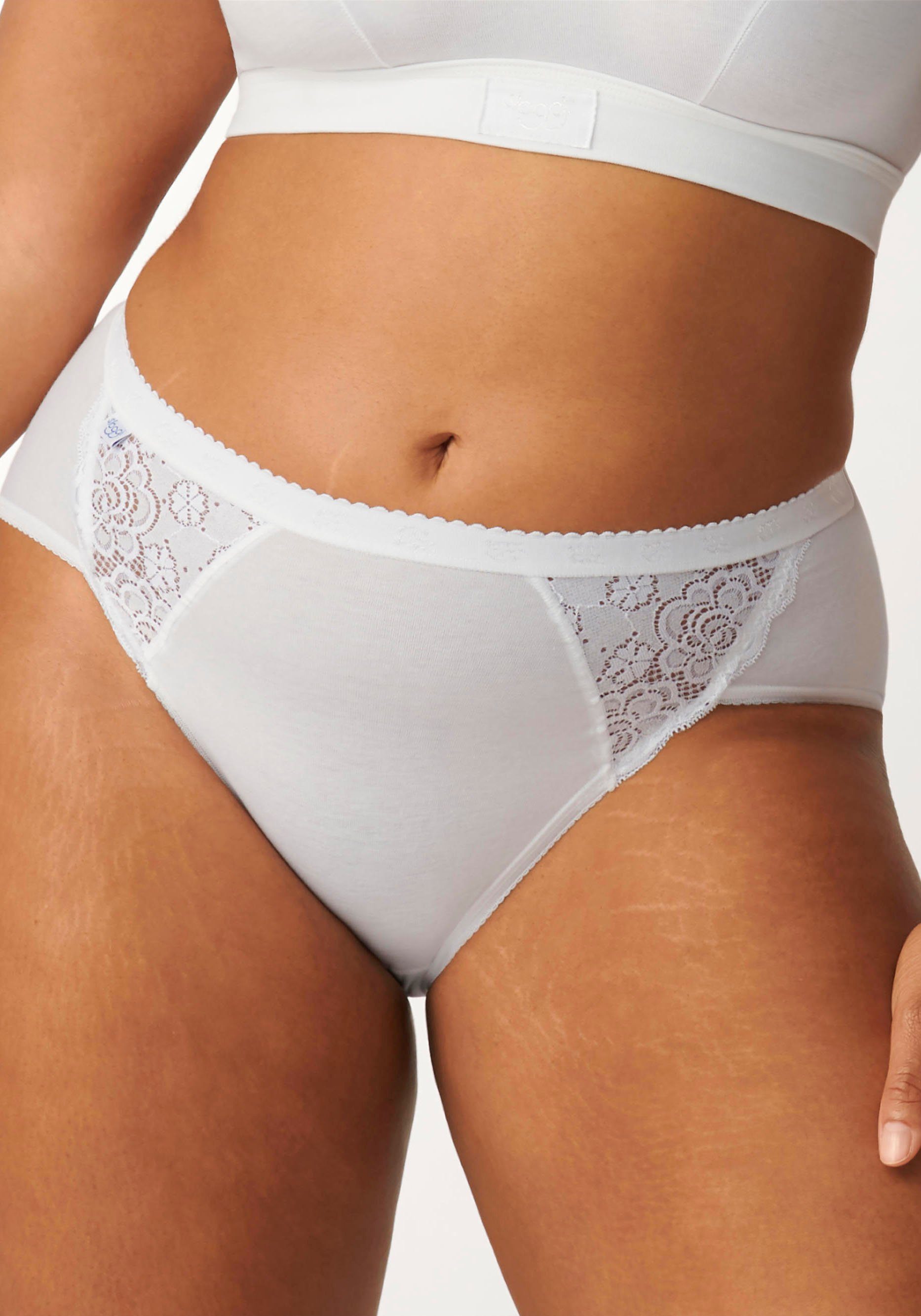 (4-St) elastische Spitzeneinsätze der Slip auf Front Chic großzügige, Sloggi white