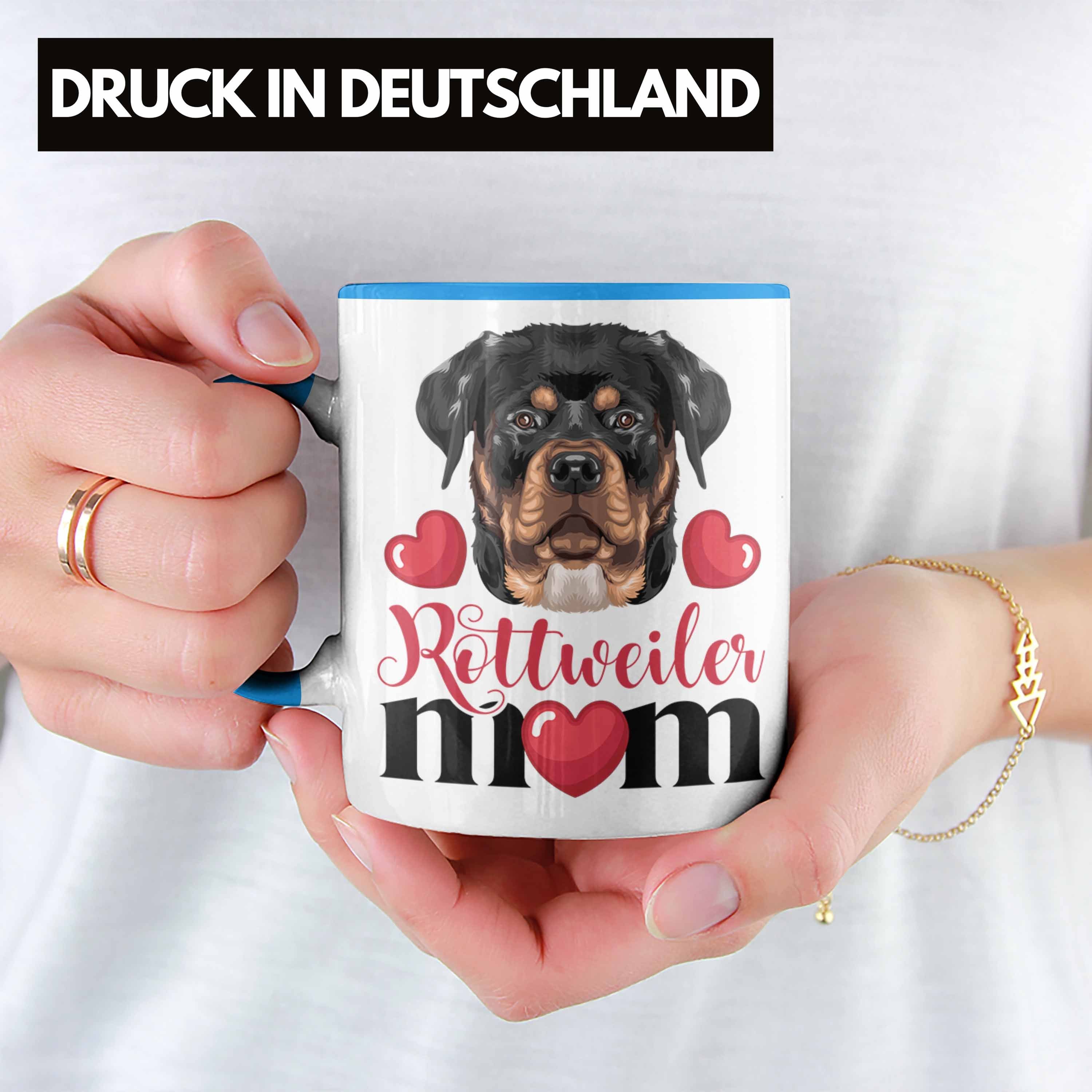 Geschenkid Mama Tasse Tasse Besitzer Mom Geschenk Spruch Trendation Blau Lustiger Rottweiler