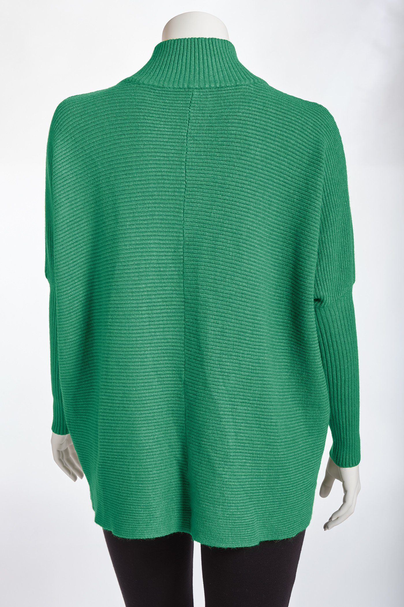 Oversized Rippstrick smaragdgrün Pullover länger hinten Damen Fledermausärmel PEKIVESSA Strickpullover (1-tlg)