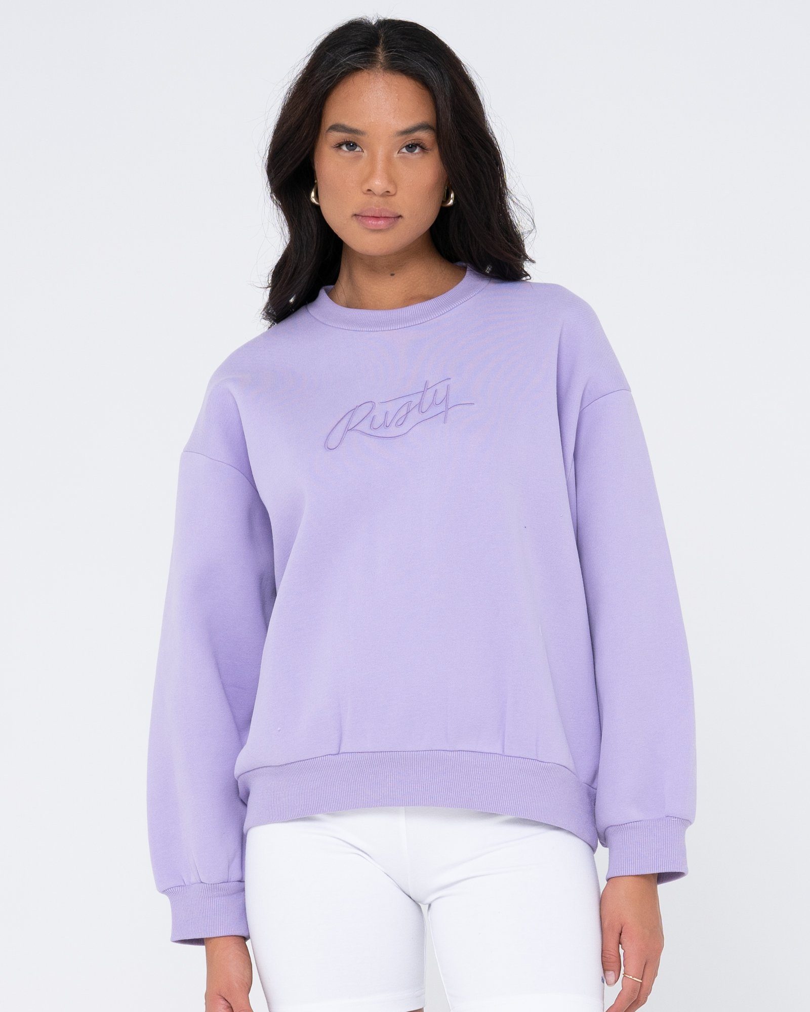 Rusty Sweatshirt RUSTY SCRIPT OVERSIZE CREW NECK FLEECE Lavender