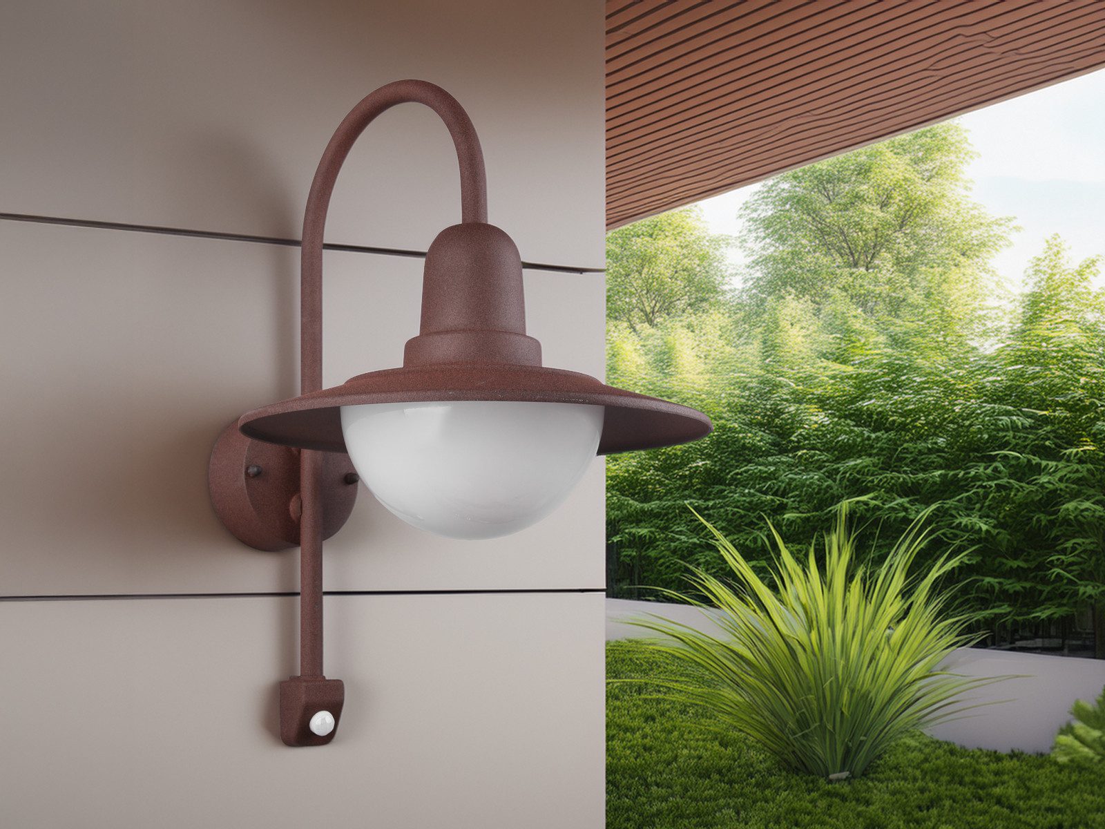 TRIO Leuchten LED Außen-Wandleuchte, Bewegungsmelder, LED wechselbar, Warmweiß, Landhausstil Wandlaterne mit Bewegungsmelder, Fassadenlampe Hauswand