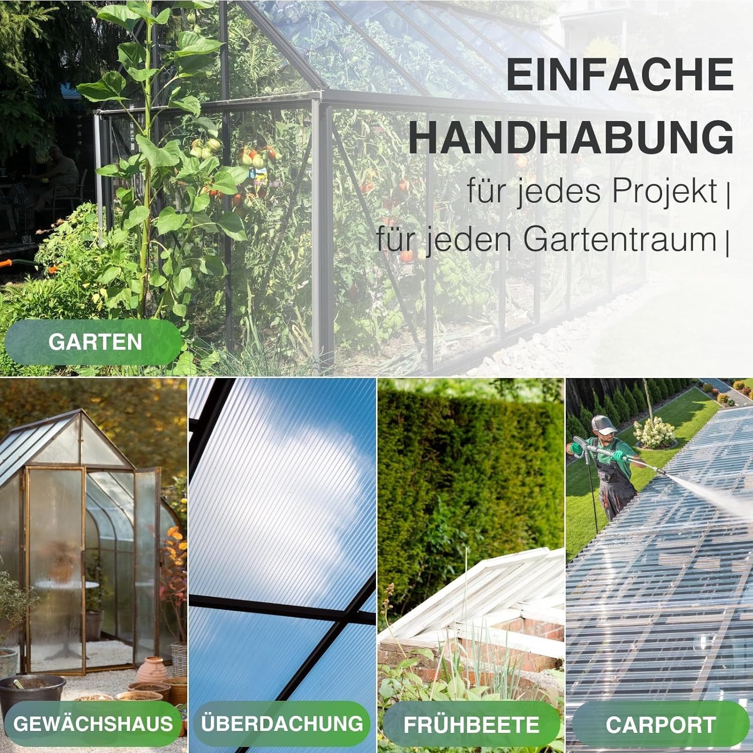 exeta Hohlkammerplatte Gewächshausplatten 6mm 10 Stück I 60,5 x 121 cm Polycarbonatplatten, 7,32 m², (Spar-Set, 10x 6mm) – Bild 5 von 5