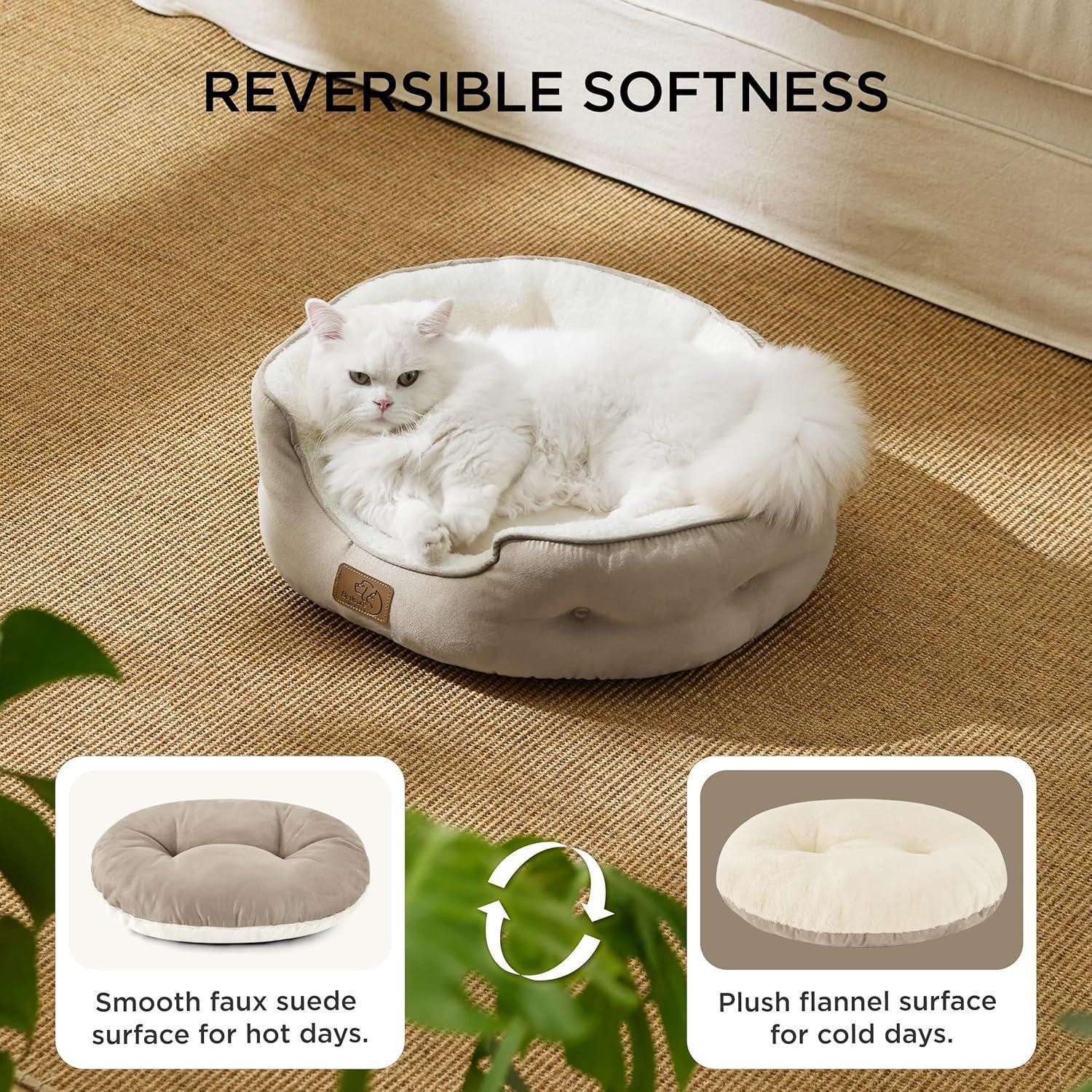 LuxusKollektion Katzenliege Katzenbett waschbar 51x48x15cm Innenkissen Kamel L 51 x B 48 x H 15 cm