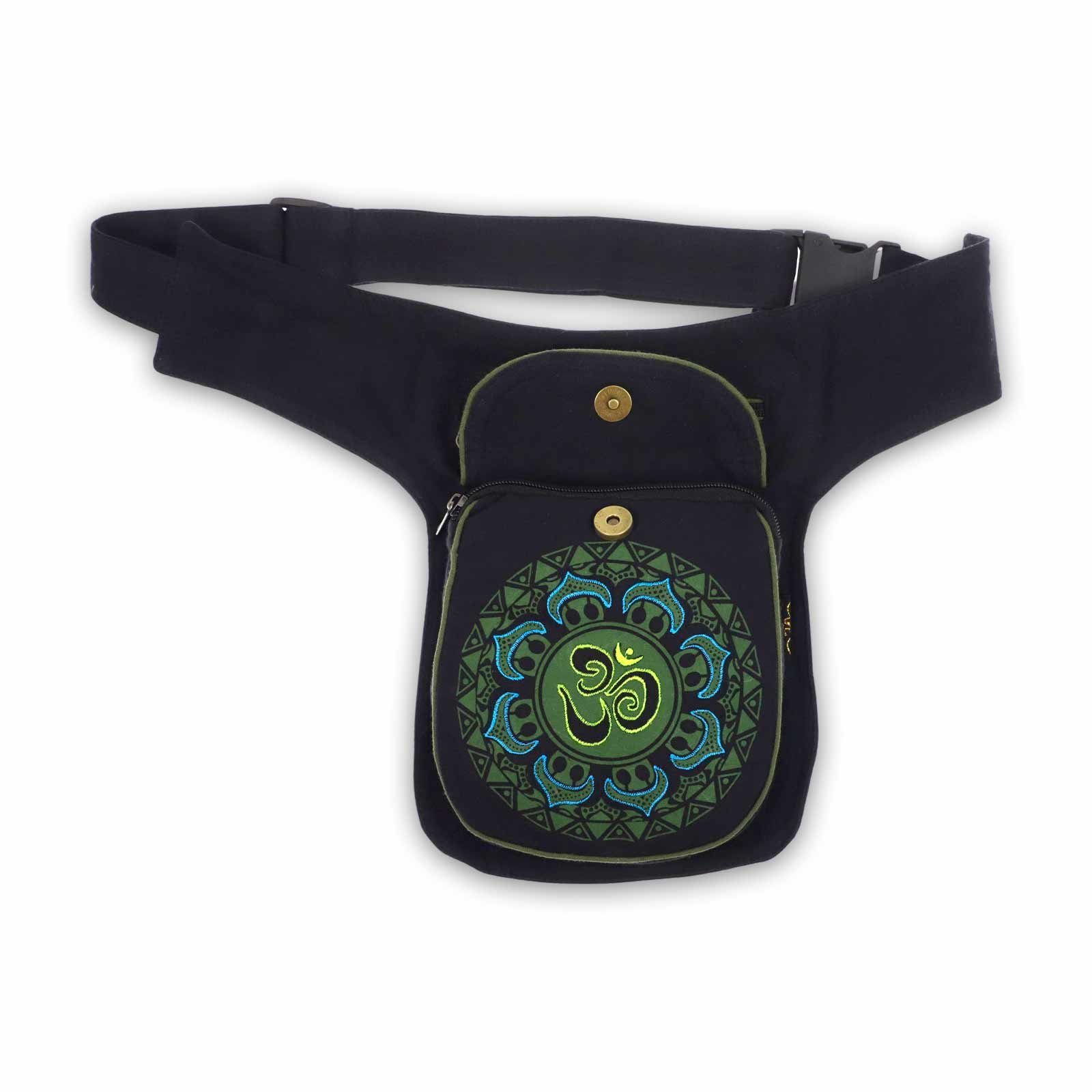 KUNST Gürteltasche UND MAGIE OM Army Bauchtasche Bauchtasche Green Schwarz Sidebag Mandala / Hüfttasche Mandala