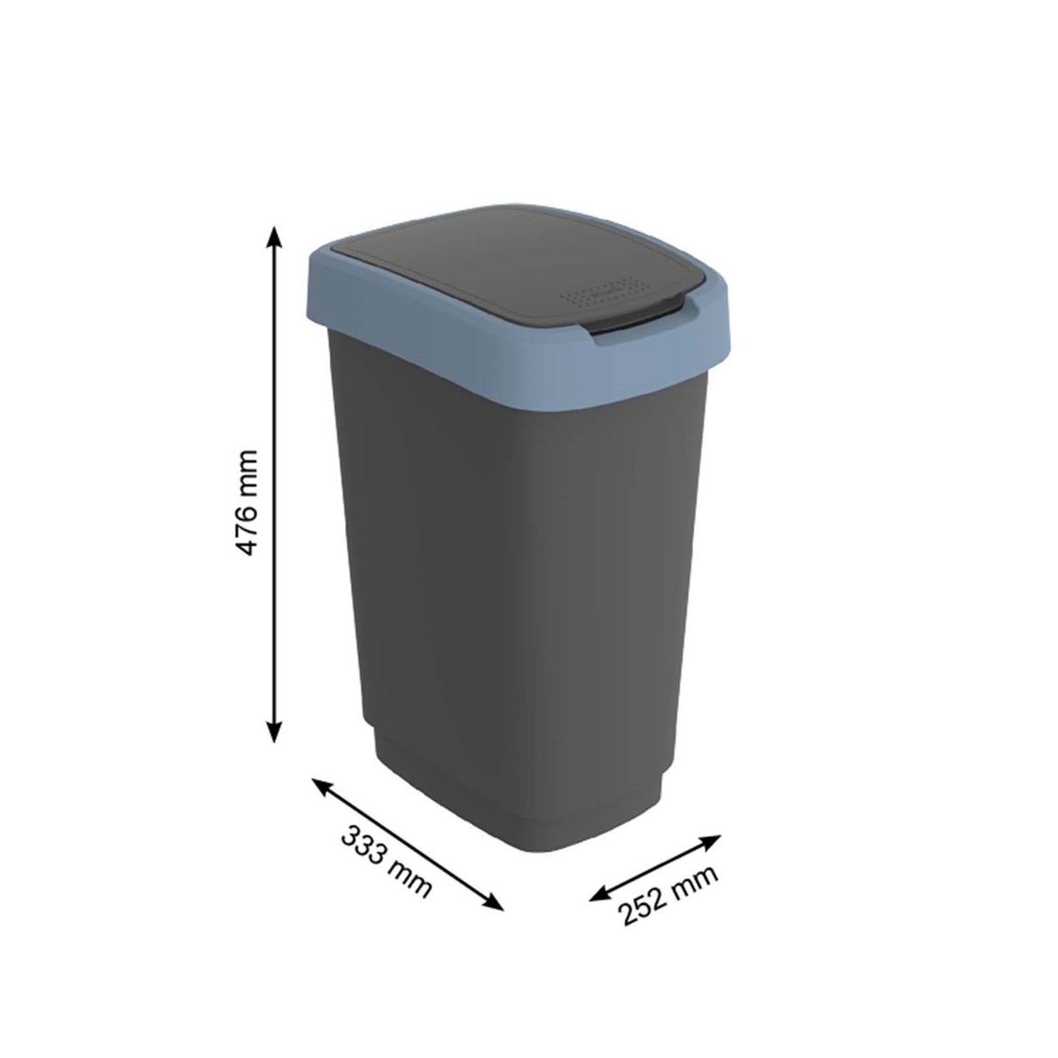 Mülleimer ROTHO Schwarz Dunkelblau Twist, Klappdeckel und Swingeimer Schwing- 25L Mülleimer mit