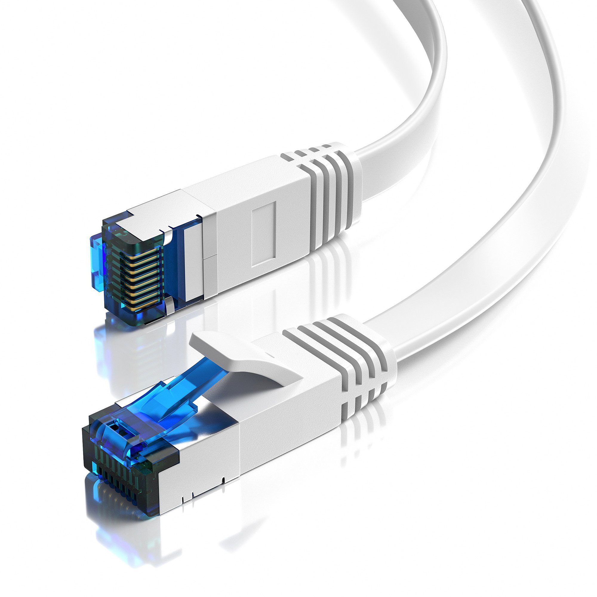 JAMEGA CAT 7 Flachkabel, RJ45 LAN Ethernet Patchkabel Netzwerk LAN-Kabel, CAT.7, RJ-45 Stecker (Ethernet) (1000 cm)