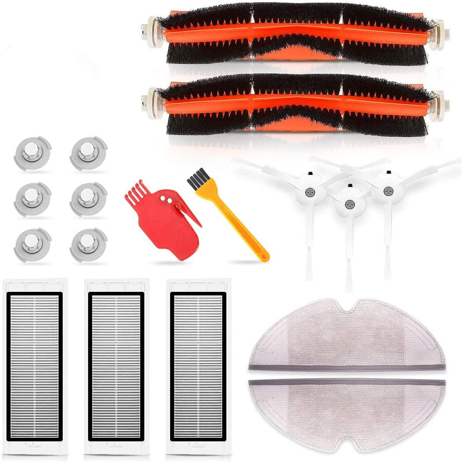 VERCO Reinigungsbürsten-Set Reinigungskit für Roborock, S5, S5 Max, S50, S51, S52, S55, S6, S6 Max, S60, S65, E22, E25, P5, T4, T6, (18-tlg), Ersatz Teile Set Wartungskit Filter Seitenbürste Zubehör Bürste