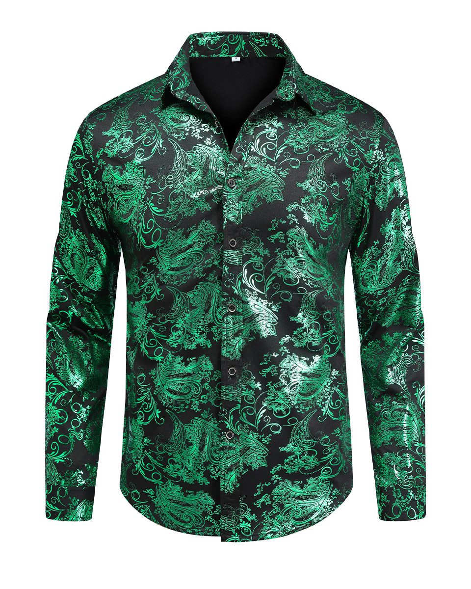 Allthemen Langarmhemd Herren Jacquard Oberteile glitzes Freizeithemd für Ho günstig online kaufen