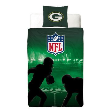 Wendebettwäsche NFL American Football Bettwäsche Green Bay Packers Linon / Renforcé, BERONAGE, 100% Baumwolle, 2 teilig, 135x200 + 80x80 cm