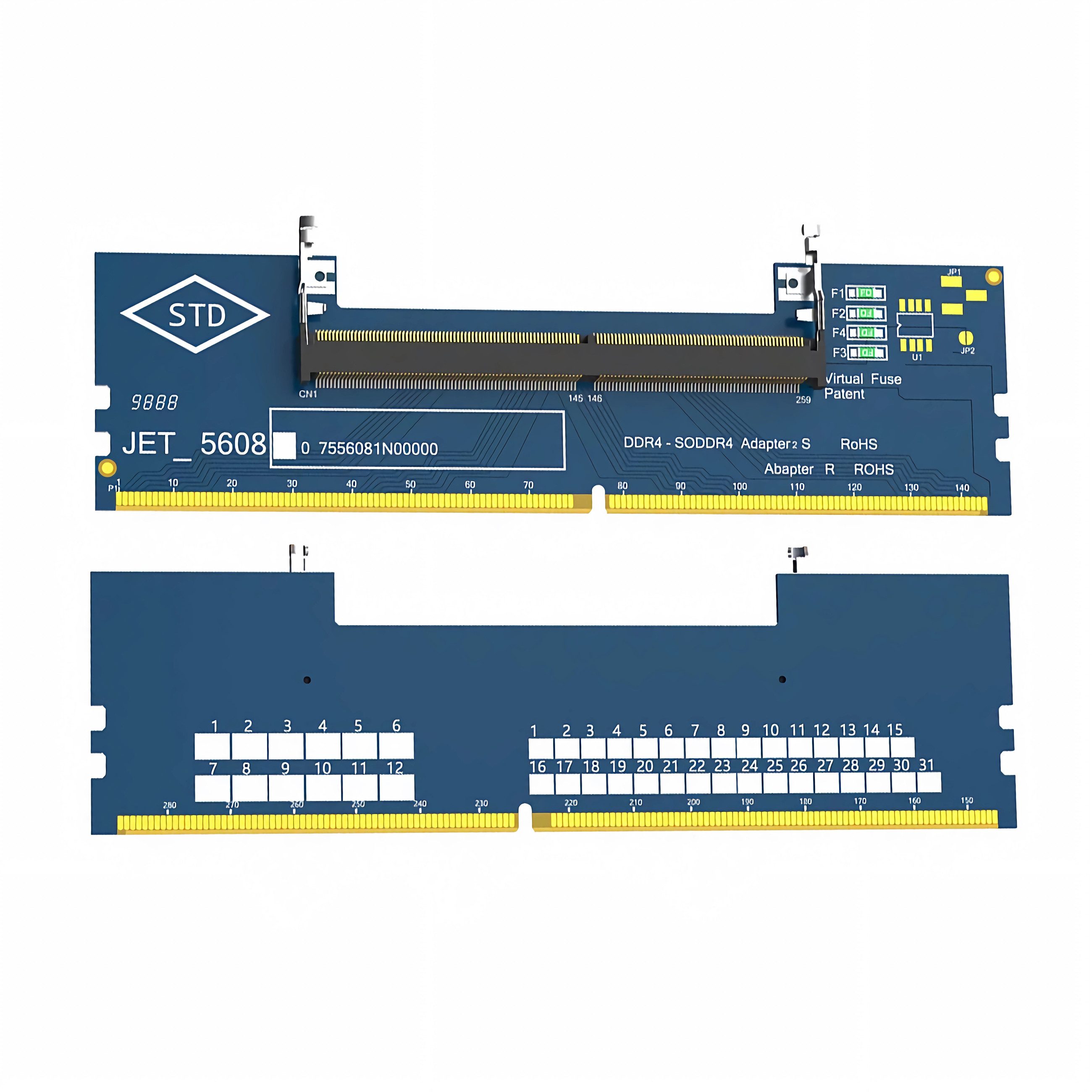 Bolwins A91 DDR4 SO-DIMM zu UDIMM Adapter für Desktop PC Laptop RAM Konverters Computer-Adapter DDR4 UDIMM (Desktop DIMM Stecker) zu DDR4 SO-DIMM (Notebook RAM Slot), 0 cm, 6-lagiges PCB Design sorgt für stabile und sichere Signalübertragung