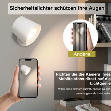 Nettlife LED Wandleuchte Touch Dimmbar 3 Helligkeitsstufen Kabellose Innen mit Akku, 360° Drehbar, LED fest integriert, Warmweiß Neutralweiß Kaltweiß, Wohnzimmer Kinder Wohnzimmer Schlafzimmer Flur