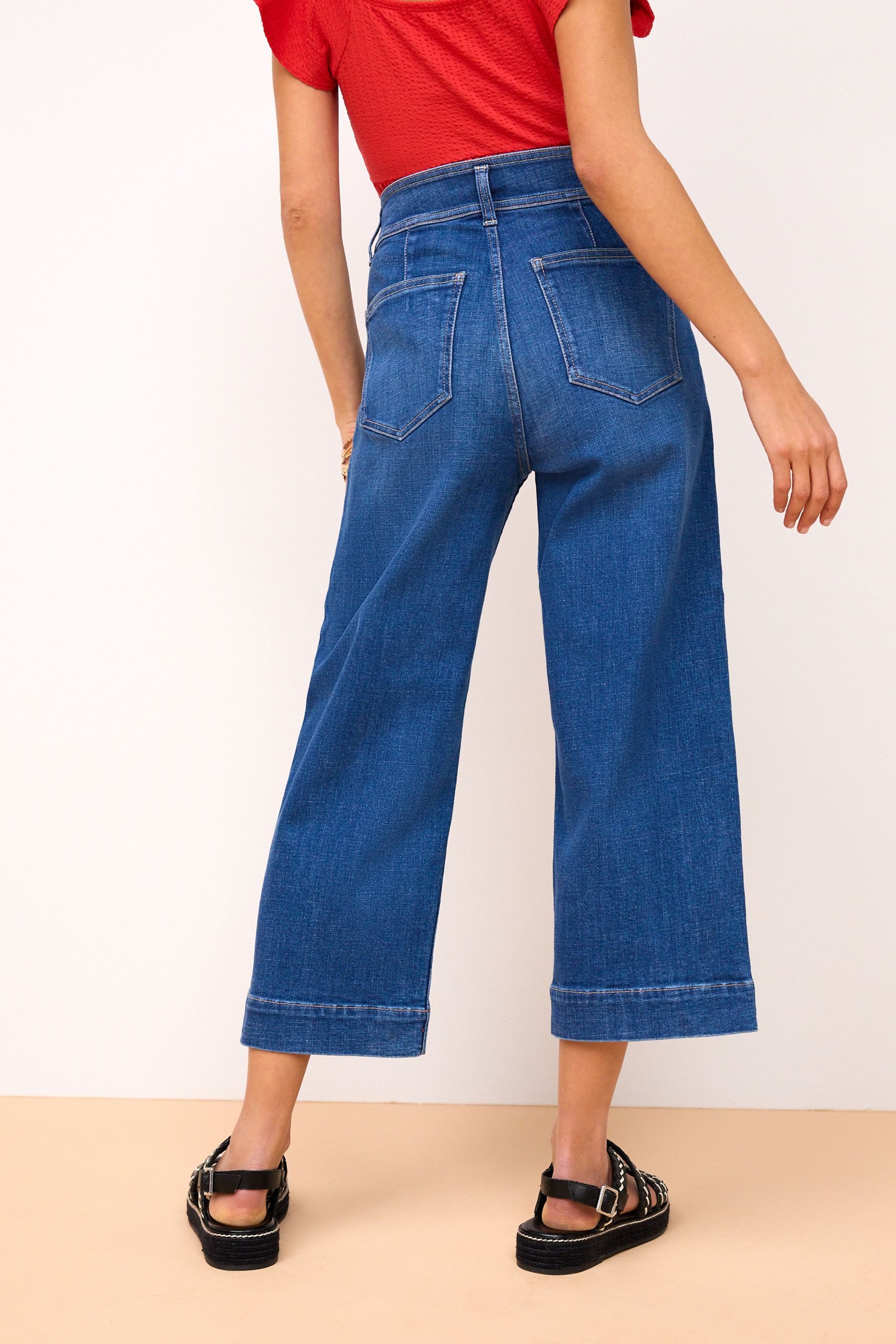 Next Weite Jeans Verkürzte Jeans mit weitem Bein, Kurzgröße (1-tlg) günstig online kaufen