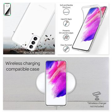 Nalia Smartphone-Hülle Samsung Galaxy S21 FE, Klare 360 Grad Hülle / Rundumschutz / Transparent / Displayschutz Case