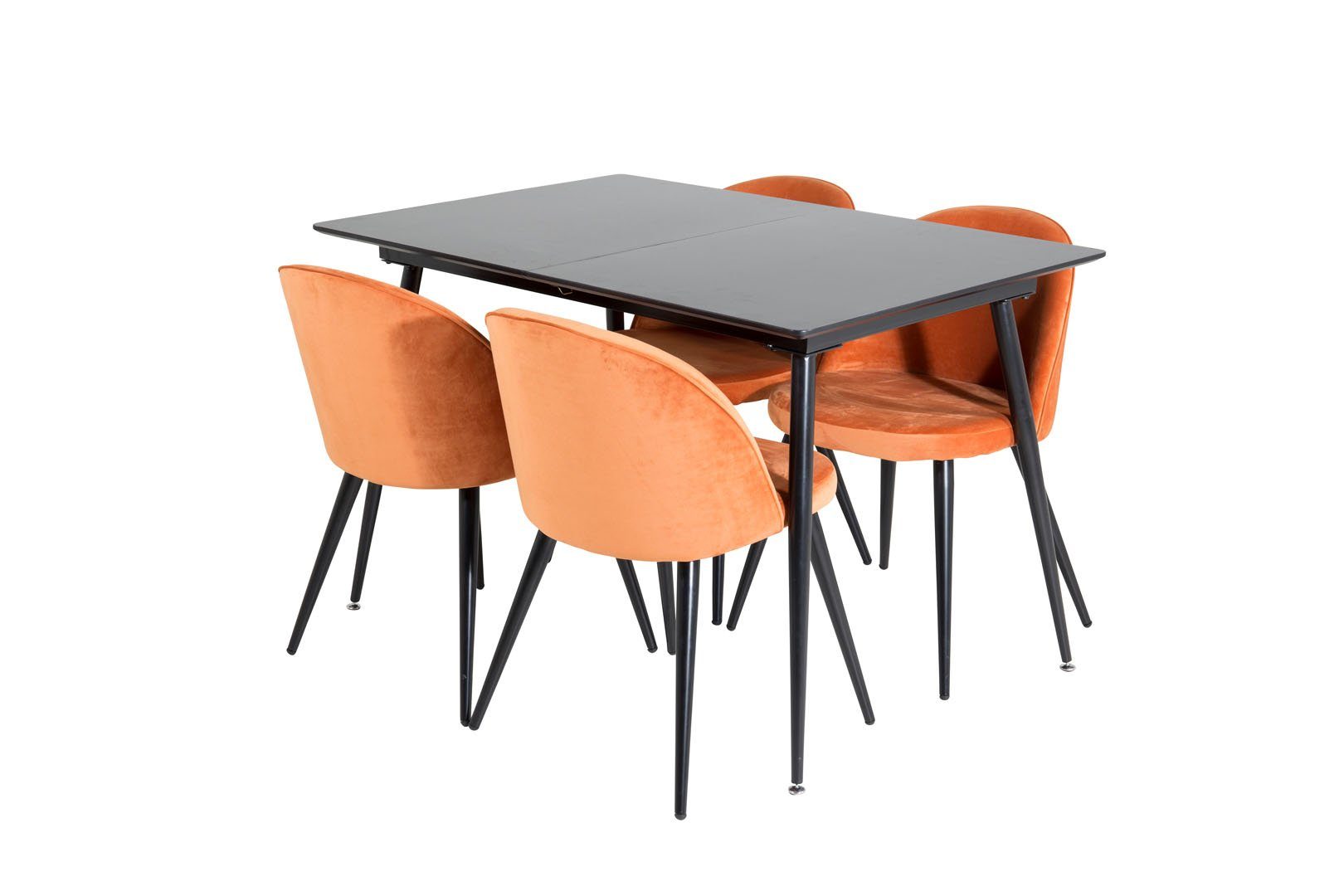 Tisch L, Essgruppe ebuy24 Esstisch ausziehbarer SilarBLExt Essgruppe schwarz;orange;schwarz (5-tlg)