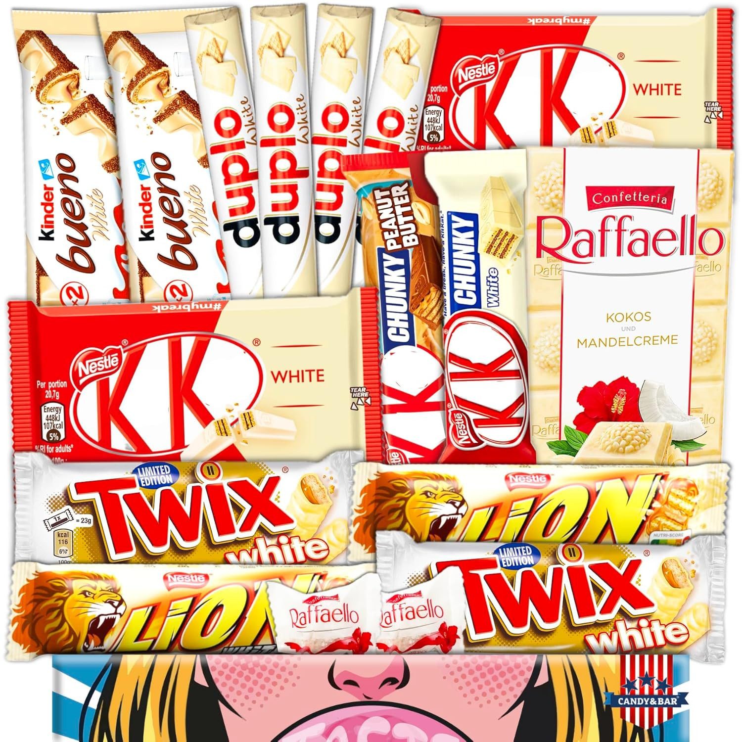 Candy & Bar Süßigkeit Weiße Schoko Mix Box, Geschenk für Schoko Fans, Candy & Bar®