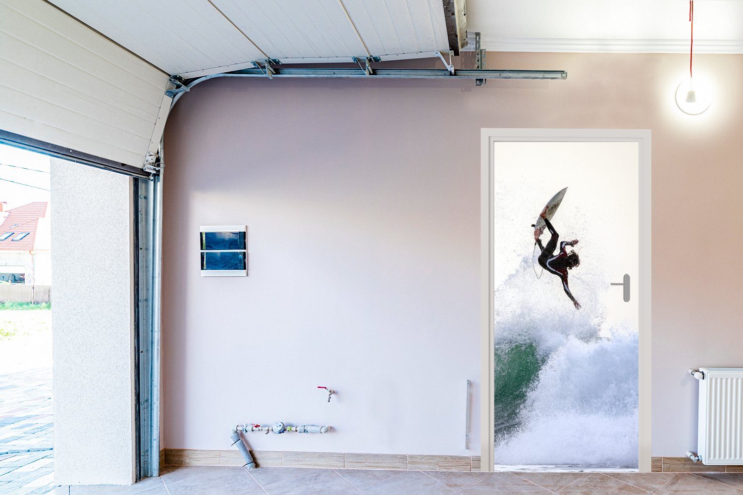 MuchoWow bedruckt, cm 75x205 Türaufkleber, Matt, St), Tür, Fototapete einen macht für Trick, (1 Surfer Türtapete