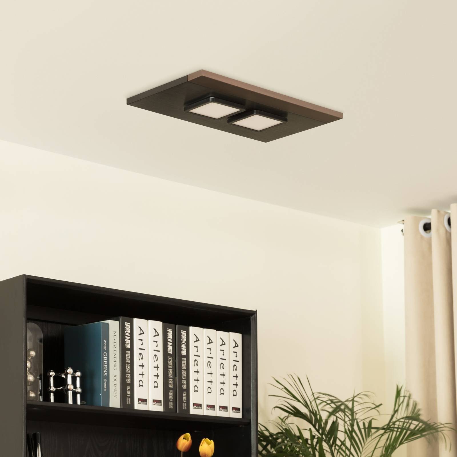 Lucande Deckenleuchten Esteria, Metall, Schwarz warmweiß IP20, 2 x 6 W, warmweiß