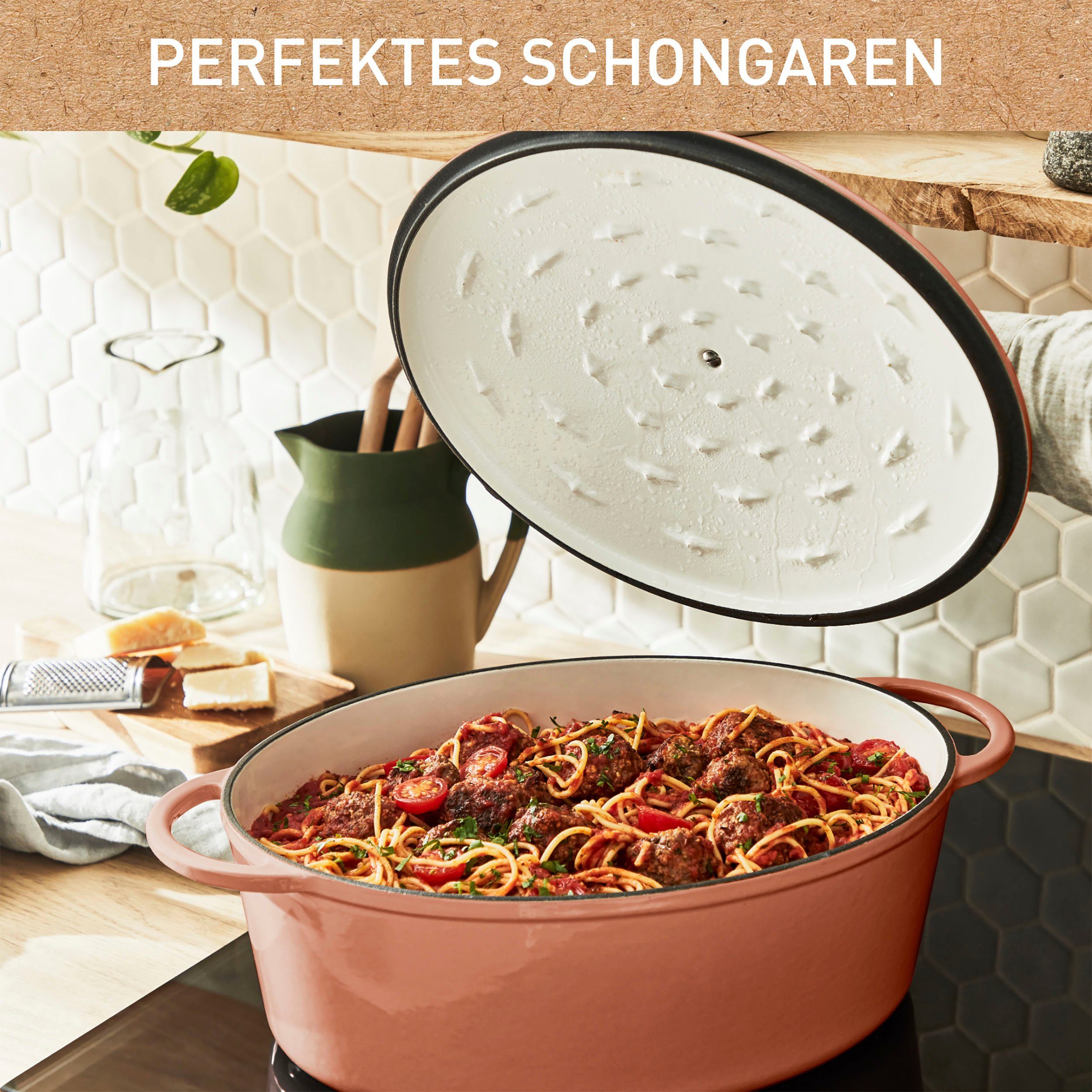 Tefal Bräter LOV, terrakotta oval Induktion, inkl. (1-tlg), 34 cm, Gusseisen Ø E-Book