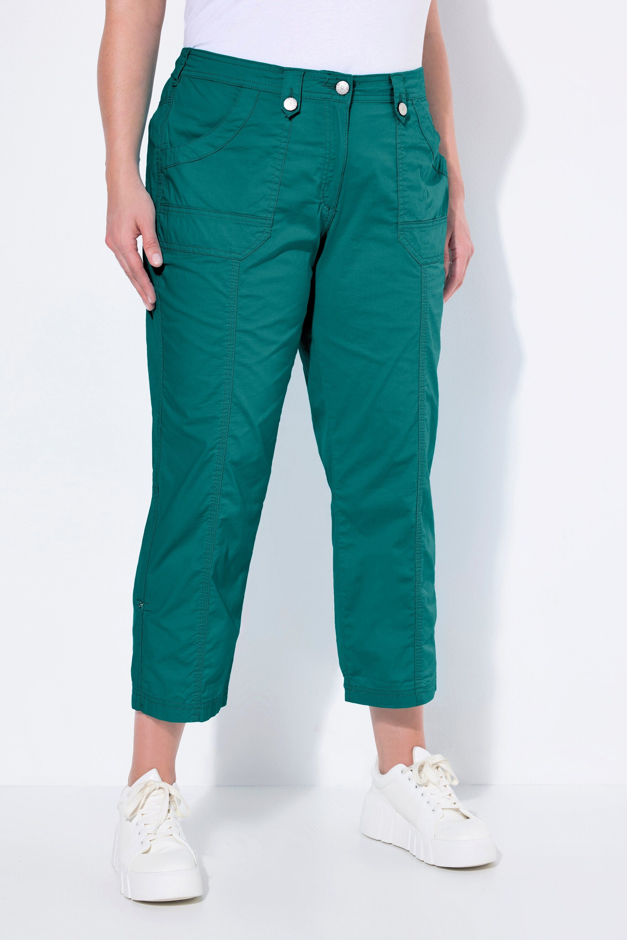 Ulla Popken Funktionshose 7/8-Cargohose Krempelriegel Komfortbund