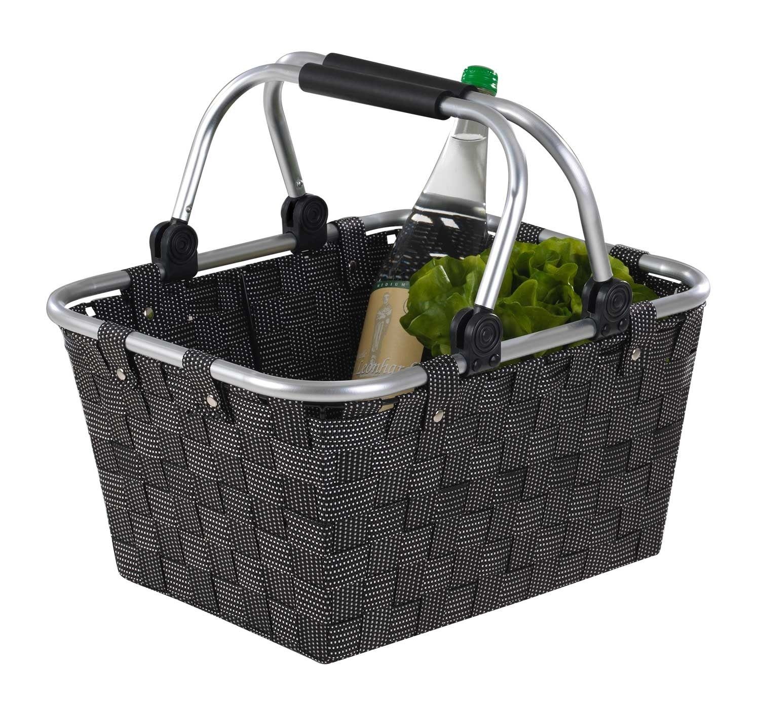 Home4You Einkaufskorb, B 40 x H 20 x T 30 cm, Schwarz, Aluminiumgriffe, Kun günstig online kaufen