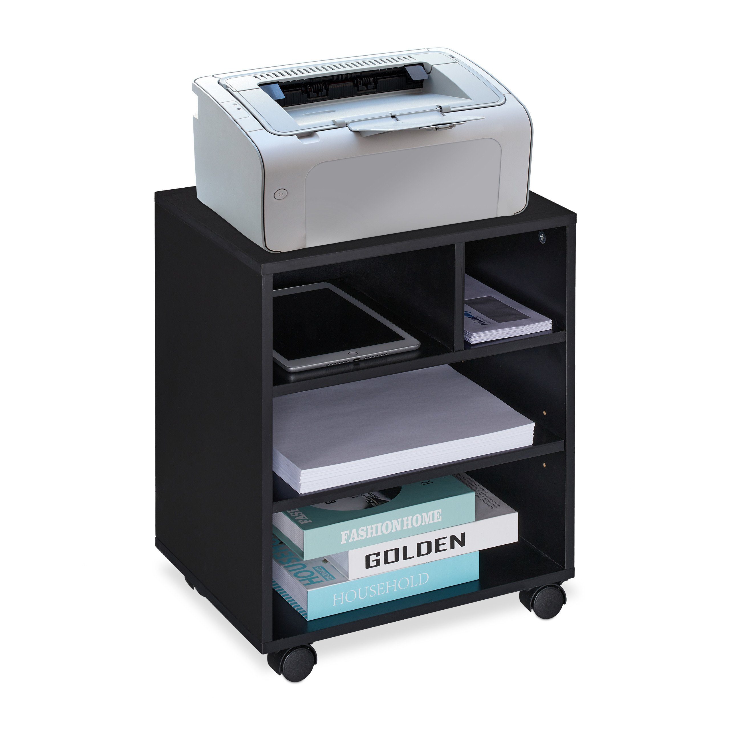 relaxdays Rollcontainer Schwarzer Rollcontainer günstig online kaufen