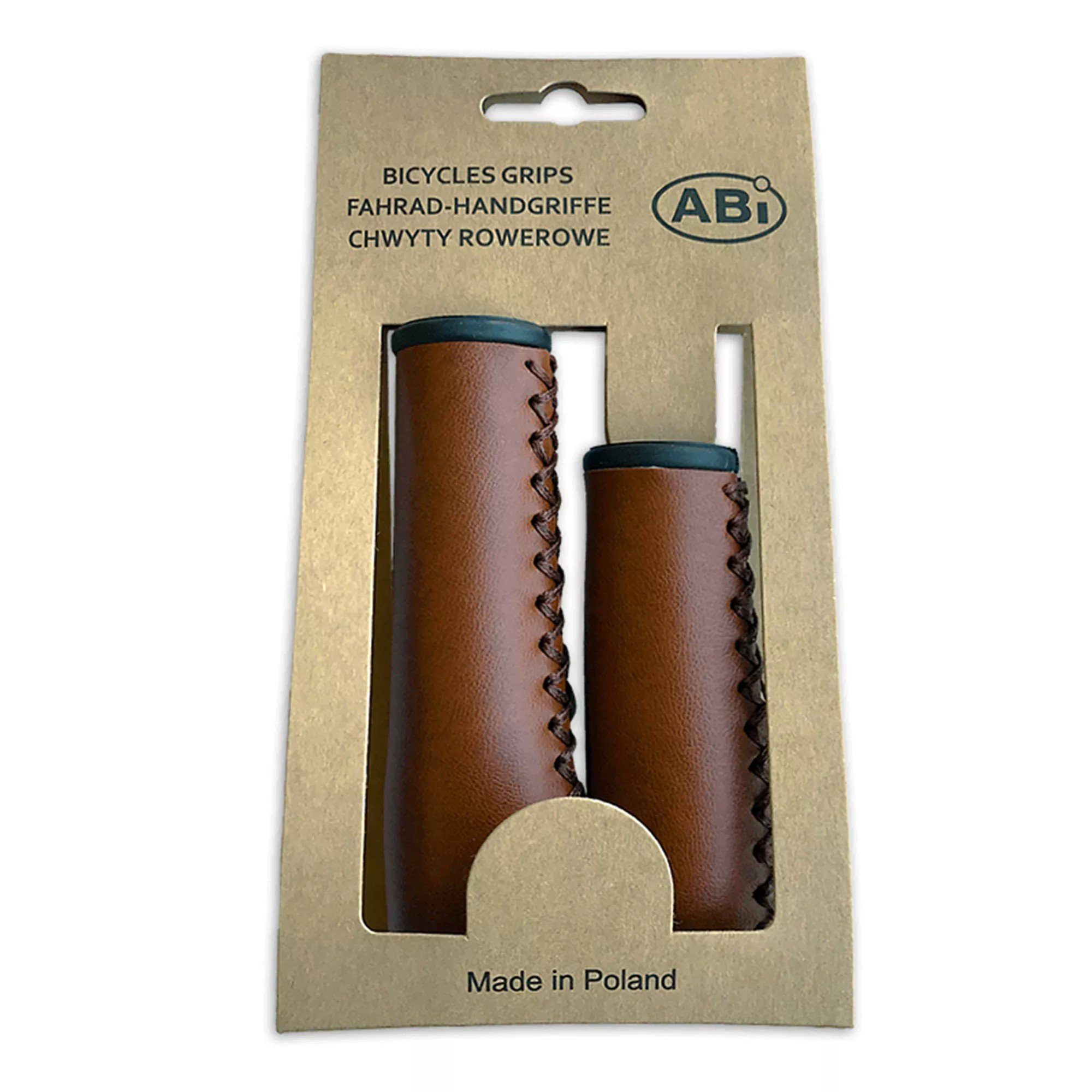 ABi Bikeparts Fahrradlenkergriff Fahrradgriffe ABi Paar 22 mm x 120 95 mm Kunstleder braun handgemacht