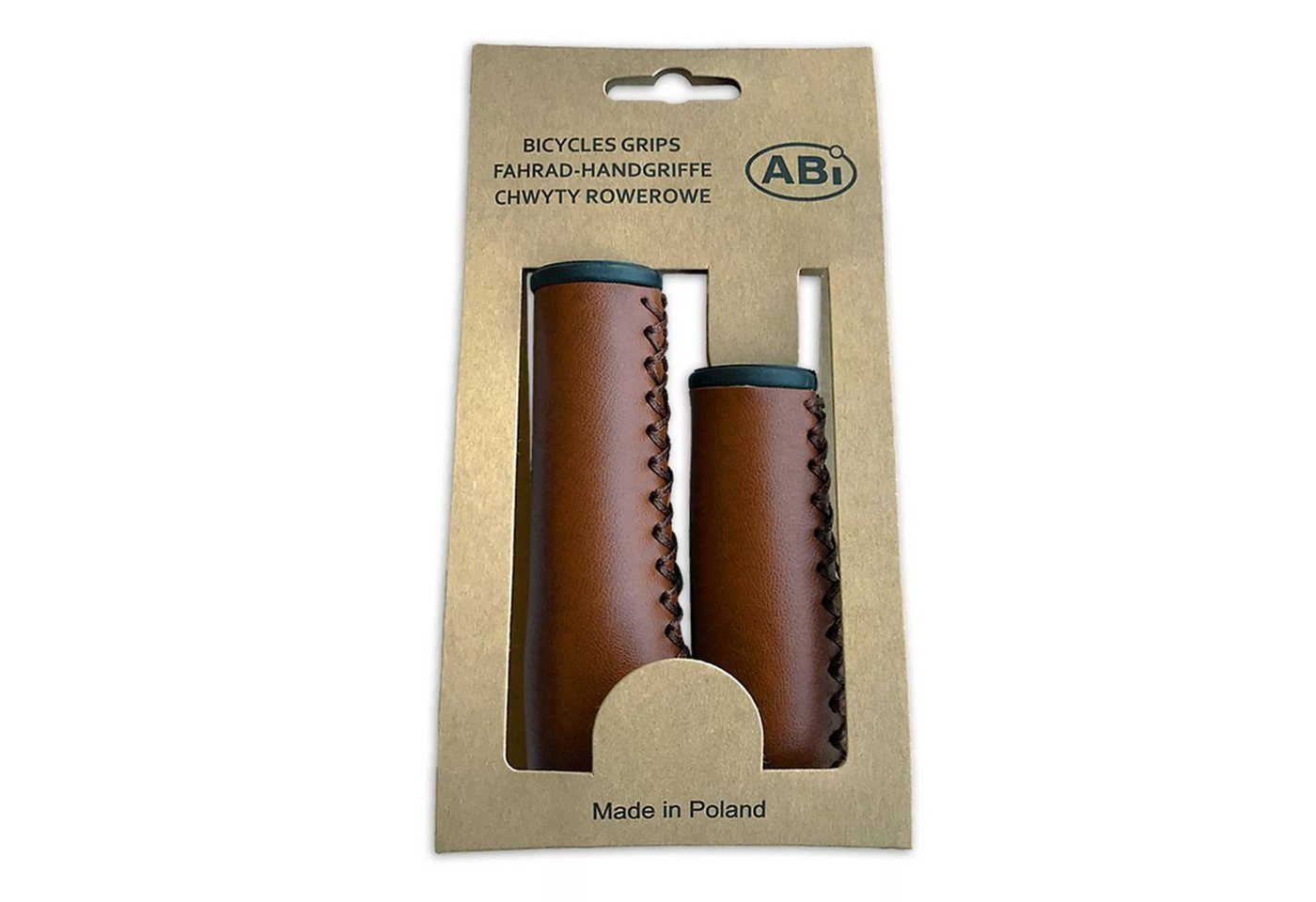 ABi Bikeparts Fahrradlenkergriff Fahrradgriffe ABi Paar 22 mm x 120 95 mm Kunstleder braun handgemacht