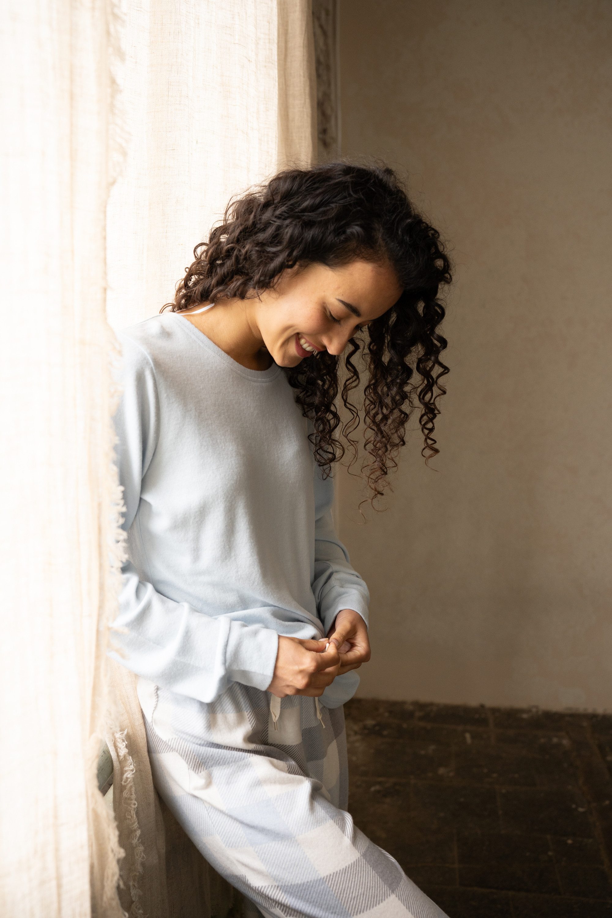 By Louise Pyjamaoberteil Mix & Match (Packung, 1-tlg., 1-teilig) Damen Homewear Strick Relaxshirt lang Mix & Match Shirt Loungewear