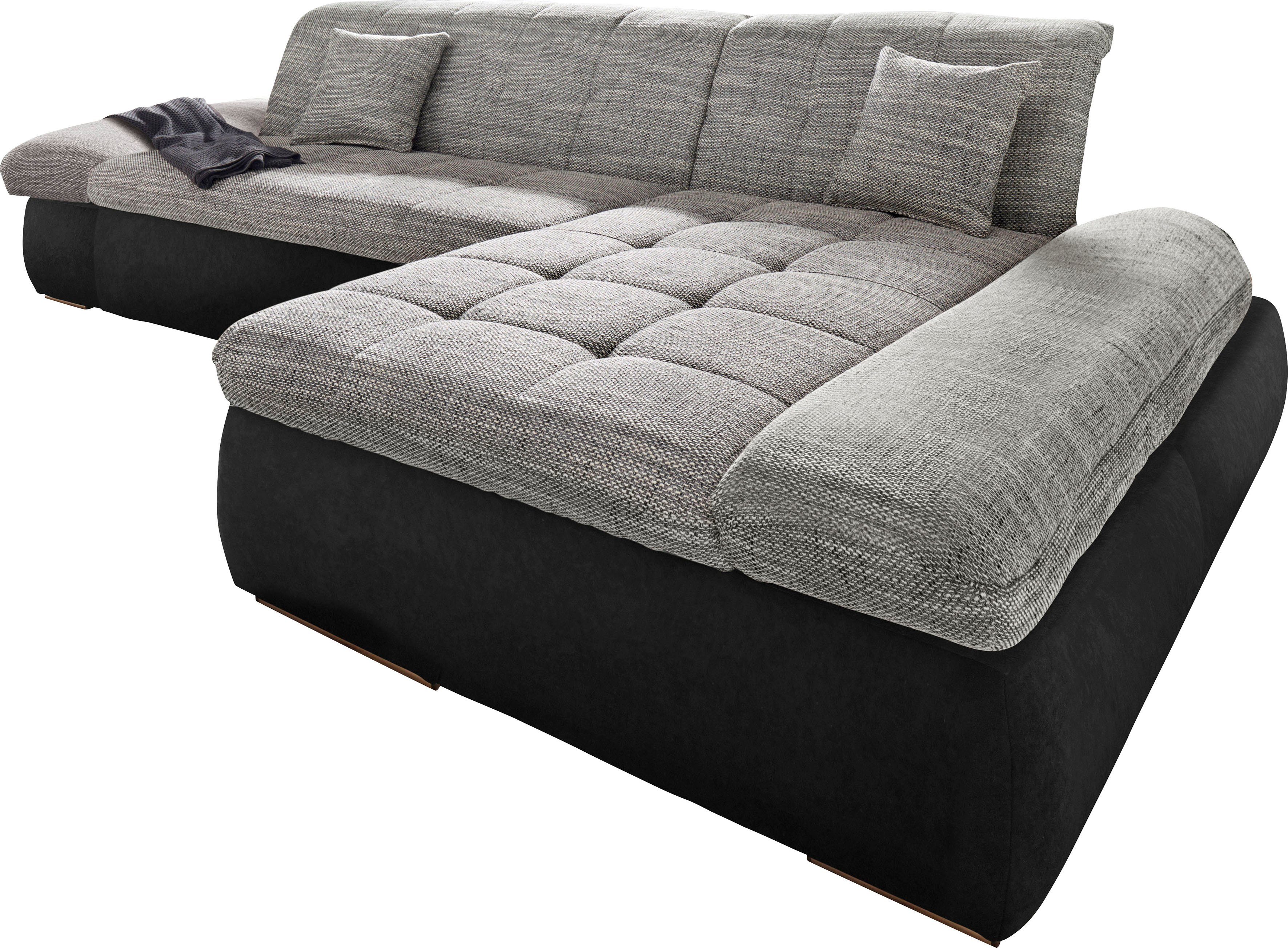 DOMO collection Ecksofa PB Moric wahlweise mit Bettfunktion + Armteilverstellung, L-Form, im XXL-Format, B/T/H:300/172/80 cm, feine Steppung