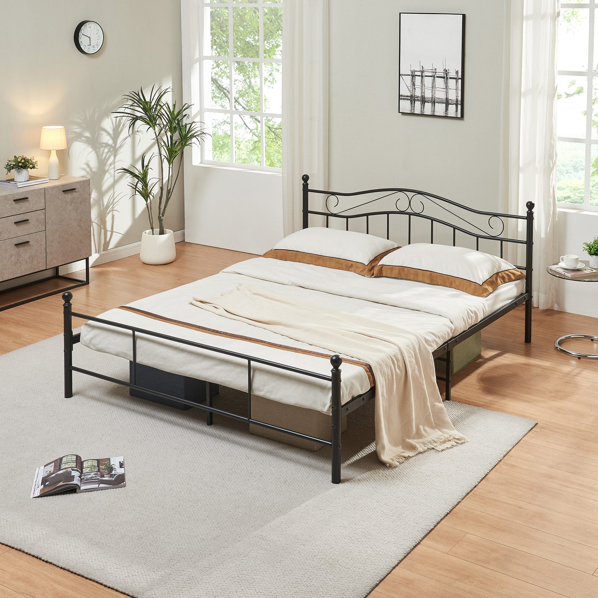 en.casa Metallbett, »Florenz« 160x200cm Schwarz + Lattenrost günstig online kaufen