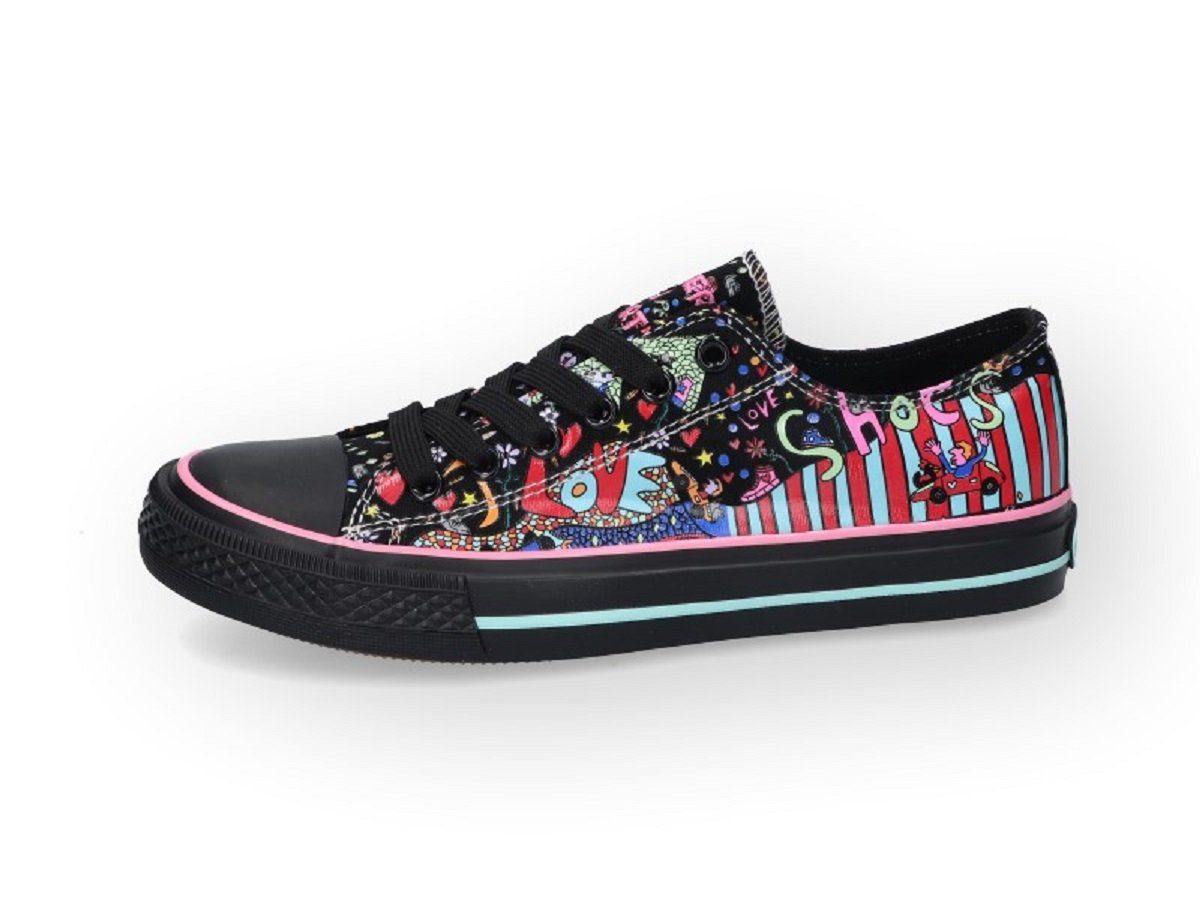 X-ART Canvas Damen Sneaker schwarz/multi Slip-On Sneaker