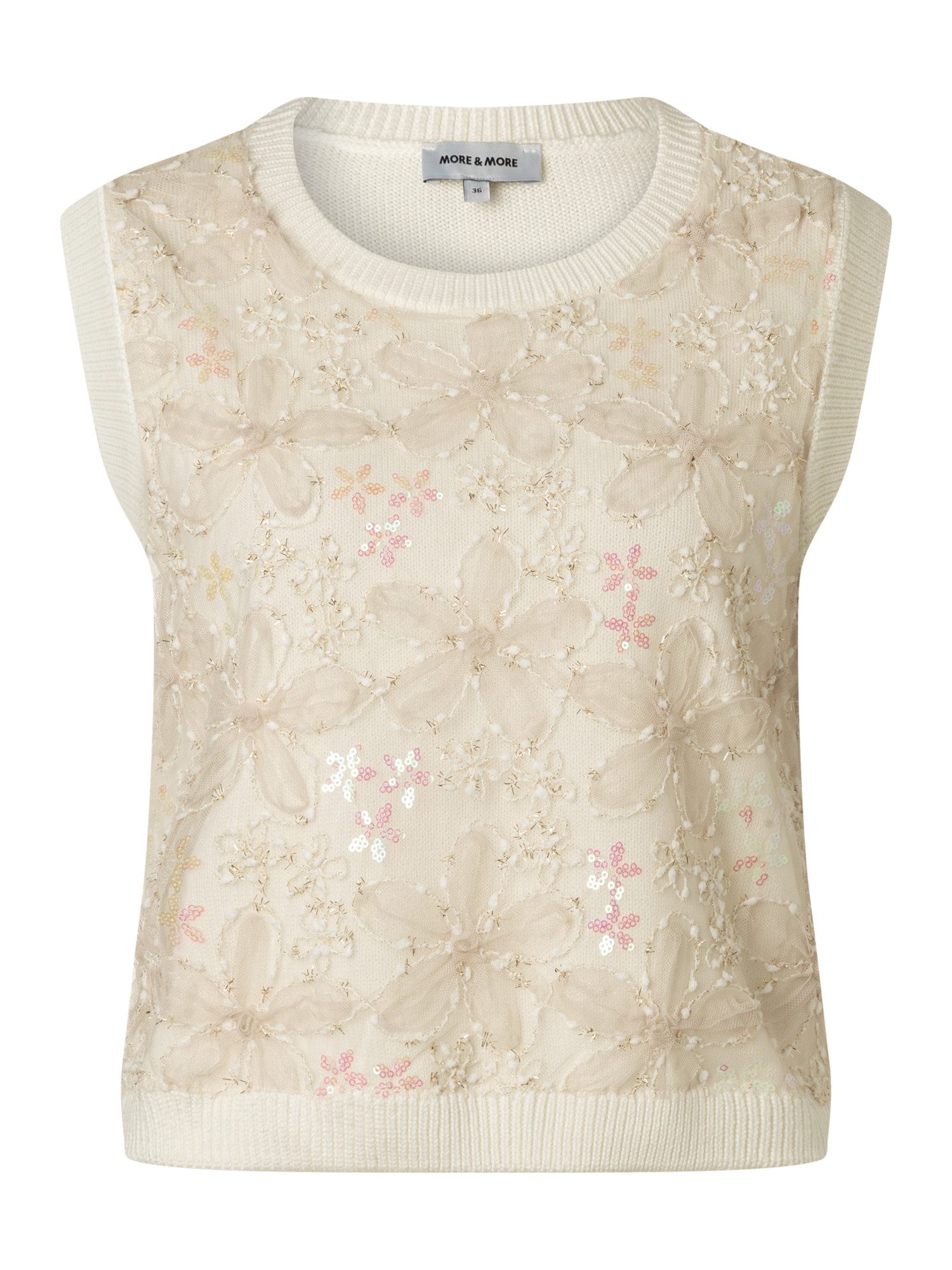 MORE&MORE Stricktop kurzes, edel besticktes Stricktop