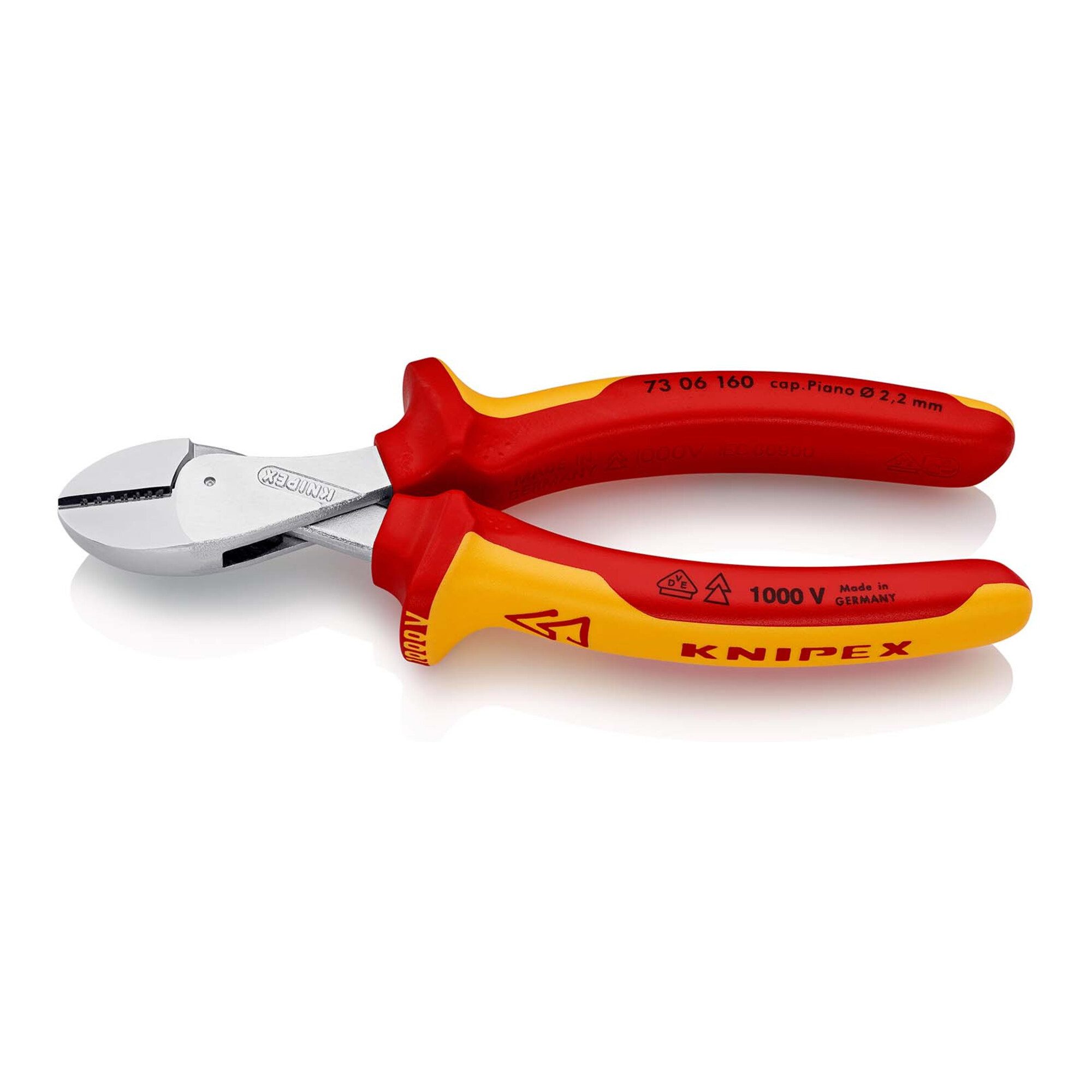 Knipex Seitenschneider KNIPEX 73 06 160 X-Cut® Kompakt-Seitenschneider hochübersetzt isoliert