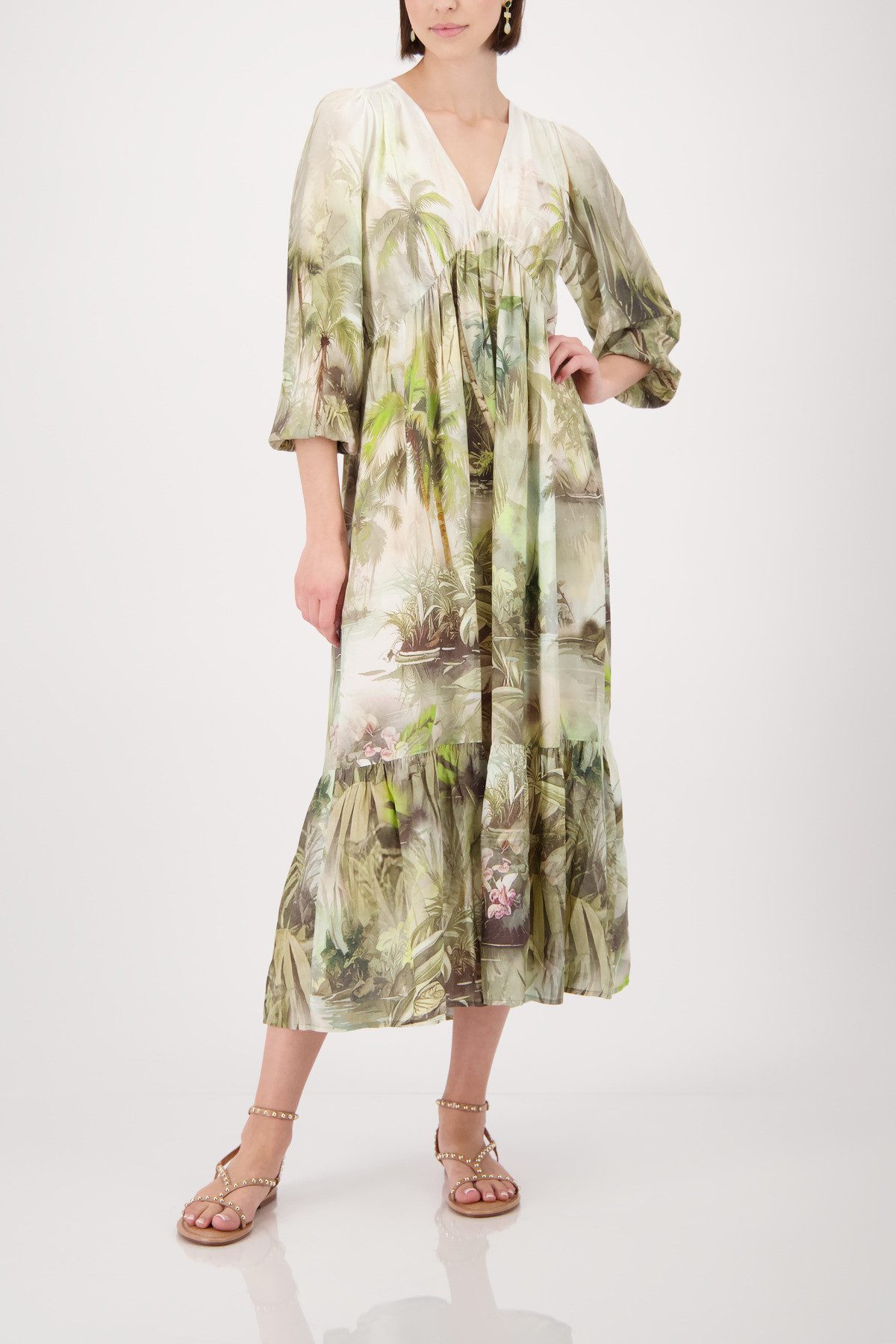 Monari Maxikleid Kleid Tropical Allover Regular fit mit tropischem Print