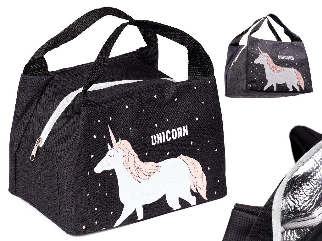 Ikonka Lunchbox Isoliertasche Einhorn Kinder Thermotasche faltbar für Lunch & Snacks, Polyester, (Einzelne Isoliertasche für Frühstück, Mittagessen oder Snacks, Kompakte Einzeltasche für Frühstück, Lunch oder Snacks unterwegs), Leichte, faltbare Isoliertasche für Kinder & Erwachsene