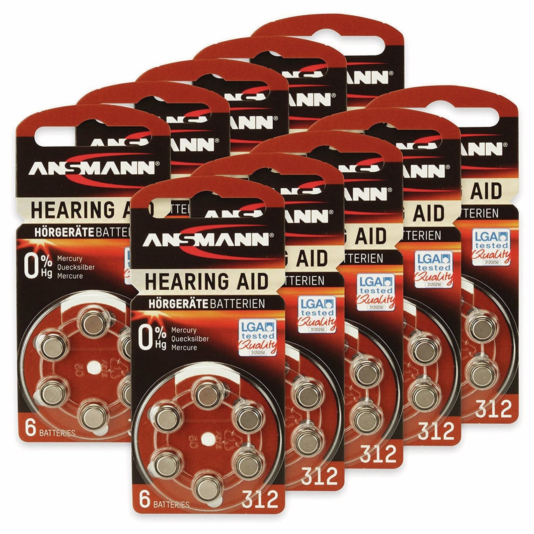 ANSMANN AG ANSMANN Hörgeräte-Batterie, HEARING AID, PR41 Knopfzelle