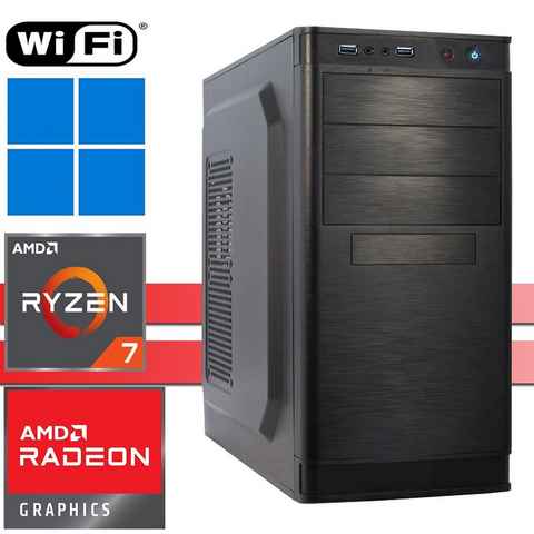 X-HARDWARE Computer 5700G, 32 GB RAM, 512GB NVMe SSD + bis zu 4TB HDD Gaming-PC (AMD Ryzen 7 5700G, AMD Radeon Graphics (iGPU), 32 GB RAM, 0 GB HDD, 500 GB SSD, Luftkühlung, Windows 11 Professional, WiFi)