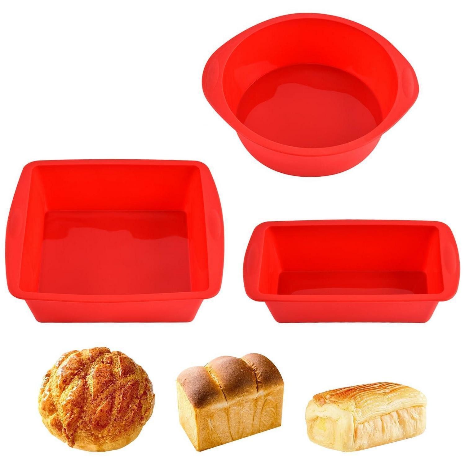 LuxusKollektion Backform Silikon Backform Set 3-tlg. Kuchen Brot Muffins