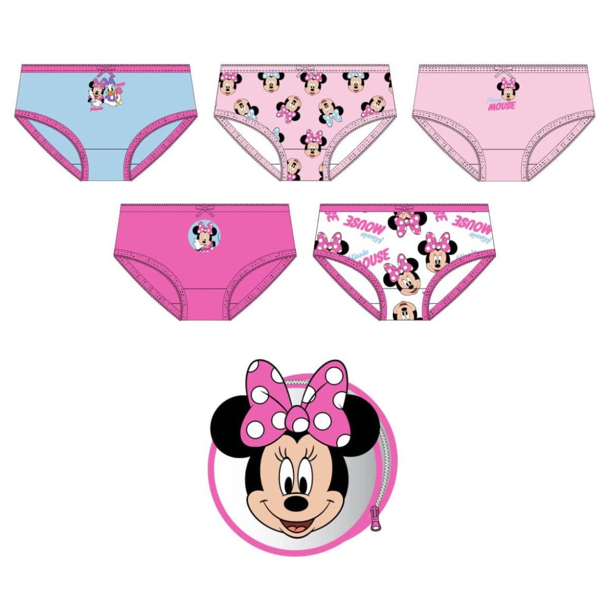 Disney Minnie Mouse Formslip 5'er Kinder Unterwäsche Set Mädchen 100% Baumwolle (5-St)