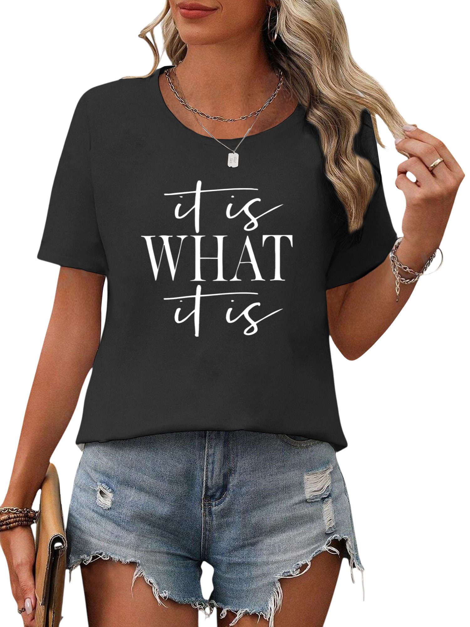 PYL T-Shirt Damen Bequemes Sommer Kurzarmbluse günstig online kaufen