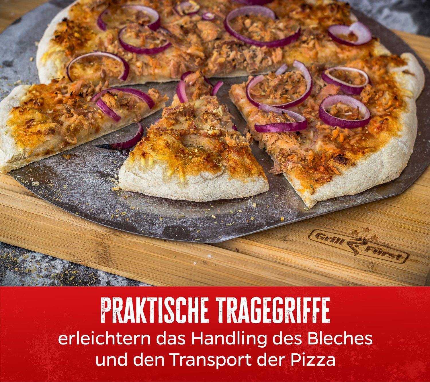 Grillfürst Aromaplanke Grillfürst Pizzablech Edelstahl 31 cm – Bild 5 von 5