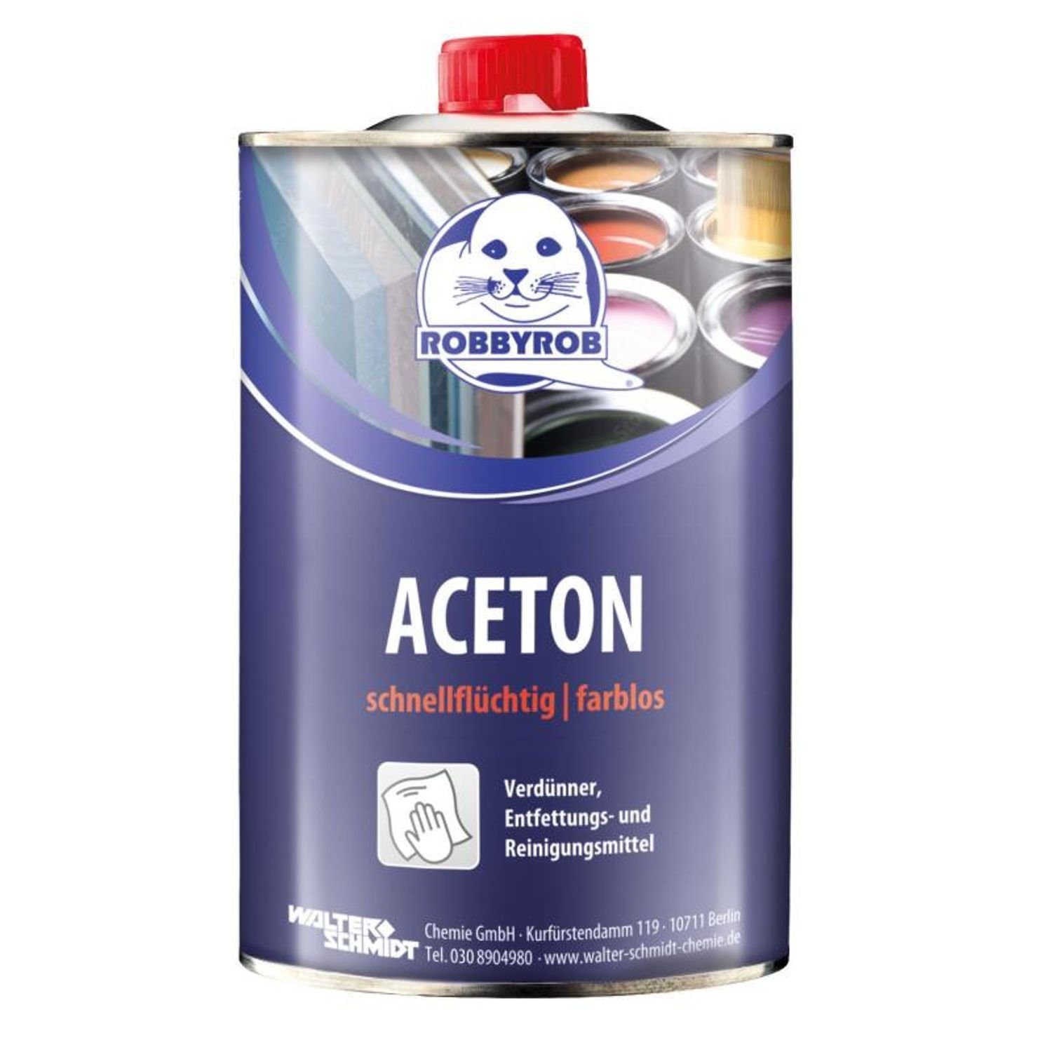 Robbyrob 12x 1l Dose Aceton Verdünner Entfettungs- & Reinigungsmittel Lösungsm. Bremsenreiniger