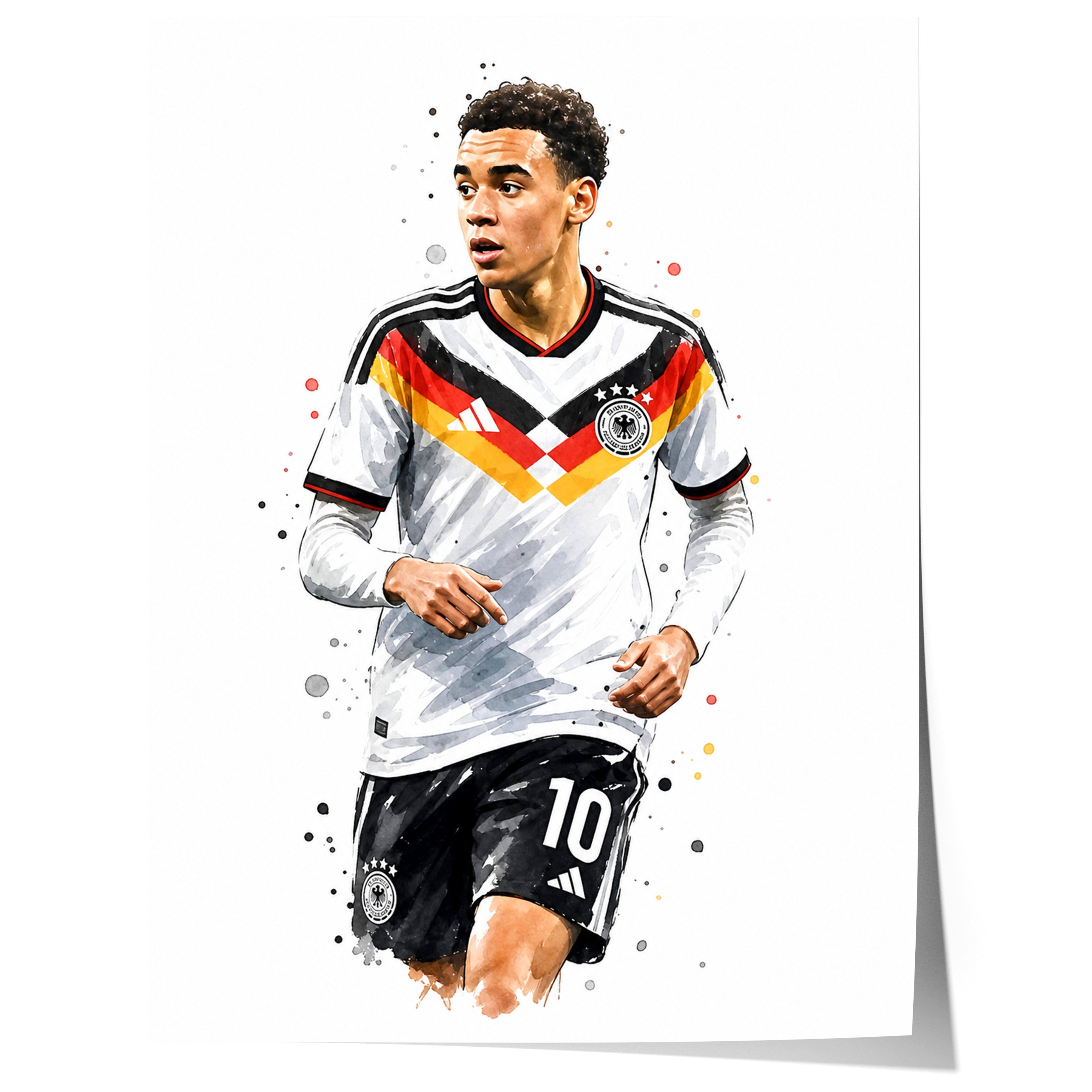 JUSTGOODMOOD Poster Deutschland Fussball Geschenkidee Aquarell Sport Wandbild Deko Print o, (1 St)