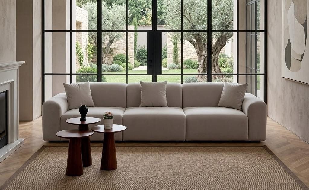 Xlmoebel Big-Sofa Beige Big-Sofa im modernen Stil für entspannte Stunden, 3 Teile, Made in Europa