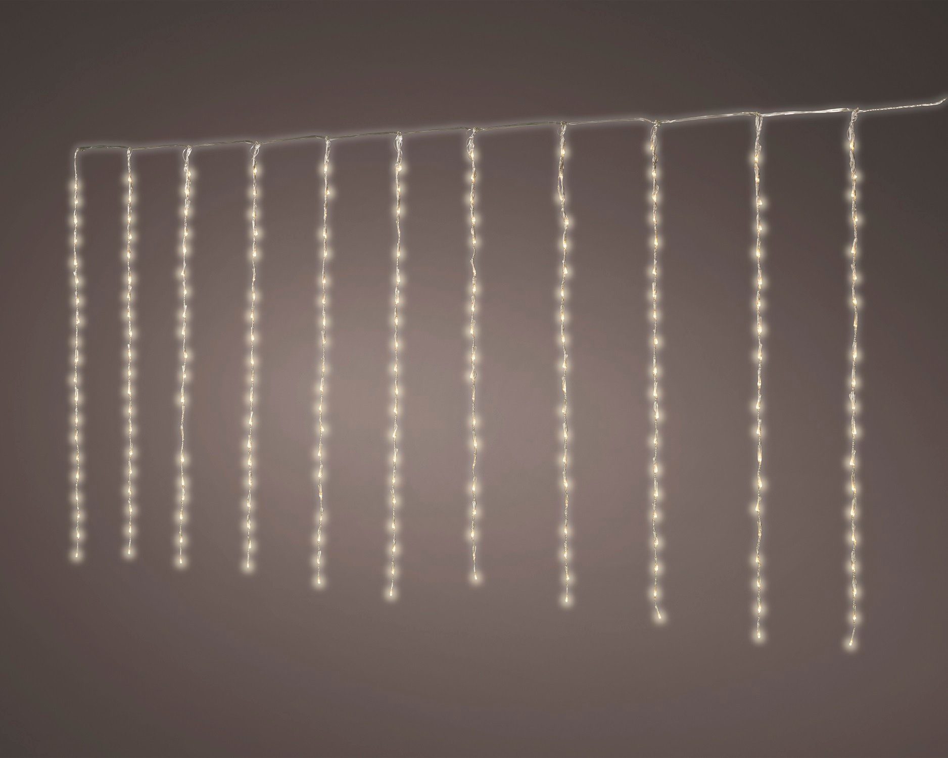 Lumineo Lichtervorhang Lumineo Balkonbeleuchtung 220 LED 2x1 m warm weiß, transparentes Kabel, 5 Licht-Funktionen, Indoor, Outdoor