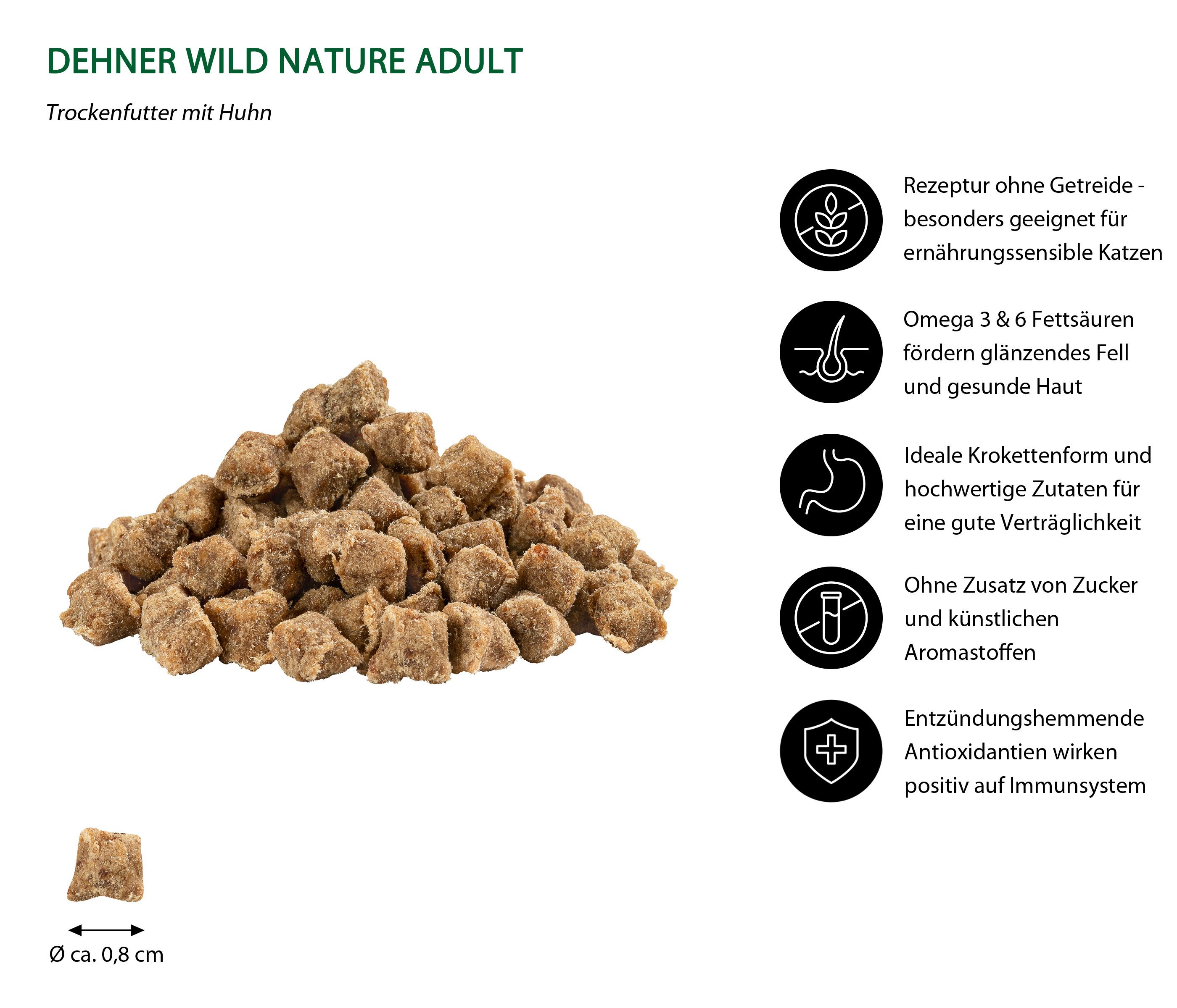 Dehner Wild Nature Hügelland Kitten Huhn, 1.5 kg, glutenfrei Huhn, Trockenfutter für: Katze, Trockenfutter für heranwachsende Katzen