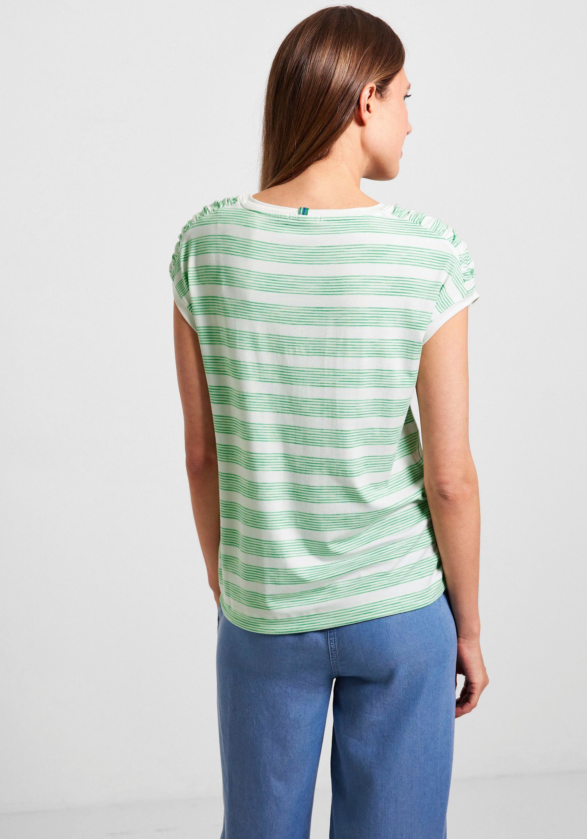 gerafften green/white fresh Cecil T-Shirt Schultern mit