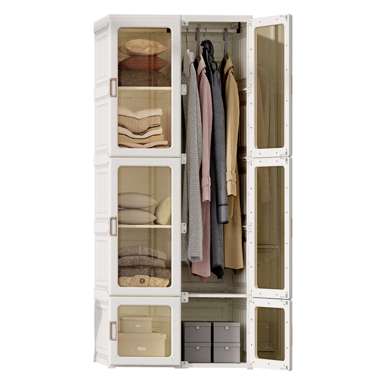SEEZSSA Kleiderschrank Faltbarer Kleiderschrank,Garderobenschrank,Hochschrä günstig online kaufen