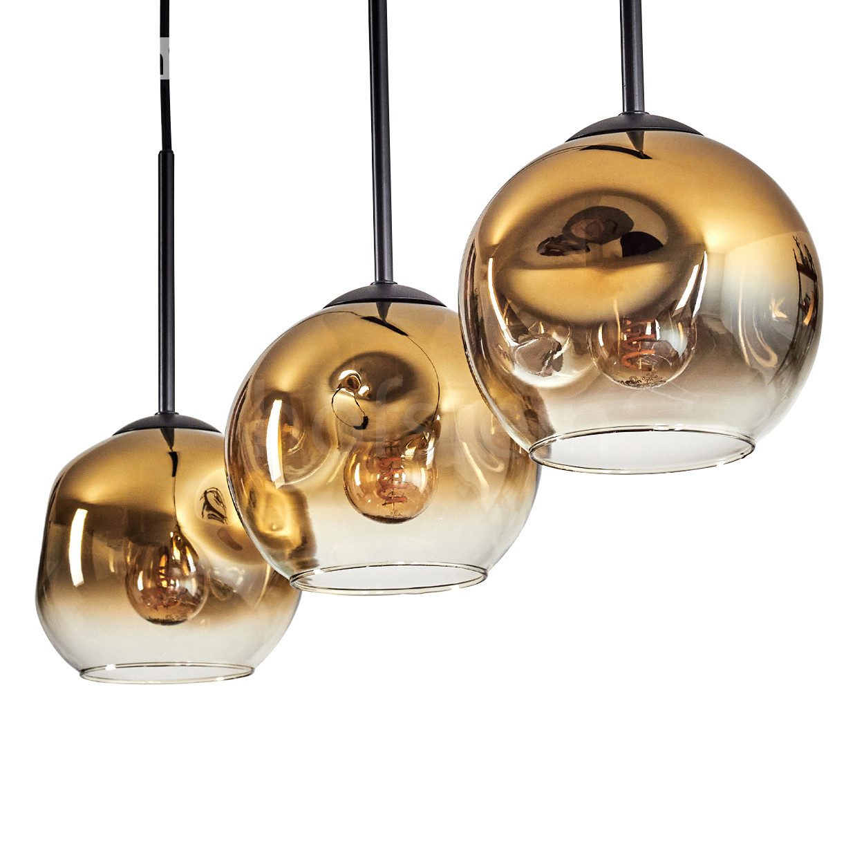 hofstein Pendelleuchte Pendellampe aus Metall/Glas in Schwarz/Goldfarben/Kl günstig online kaufen
