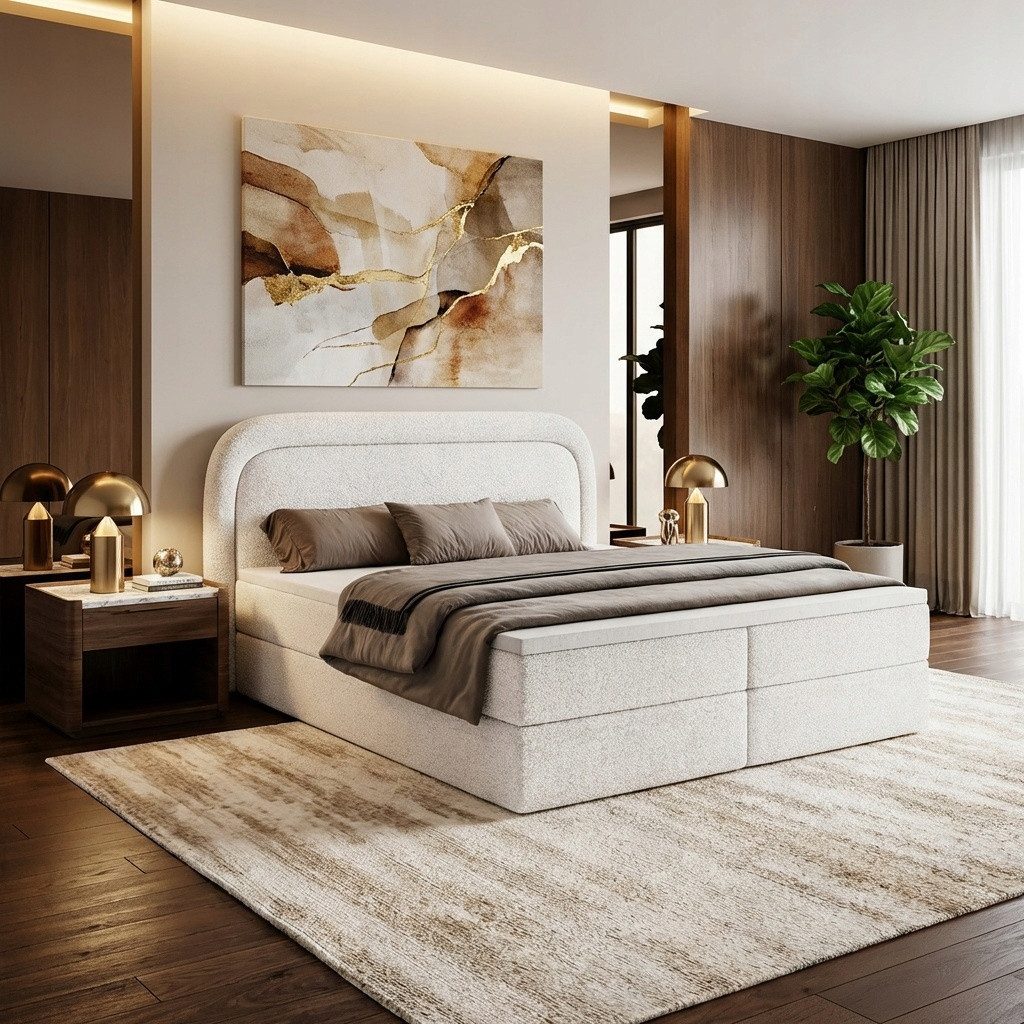 Parllo Boxspringbett Stoff mit Stauraum Topper T25 zwei Bettkästen Boxspring gepolstert (Kontinentalbett mit Topper in vielen Farben, 1-St., 140x200 160x200 180x200 200x200cm), gepolstertes Kopfteil Boxspringbett modern